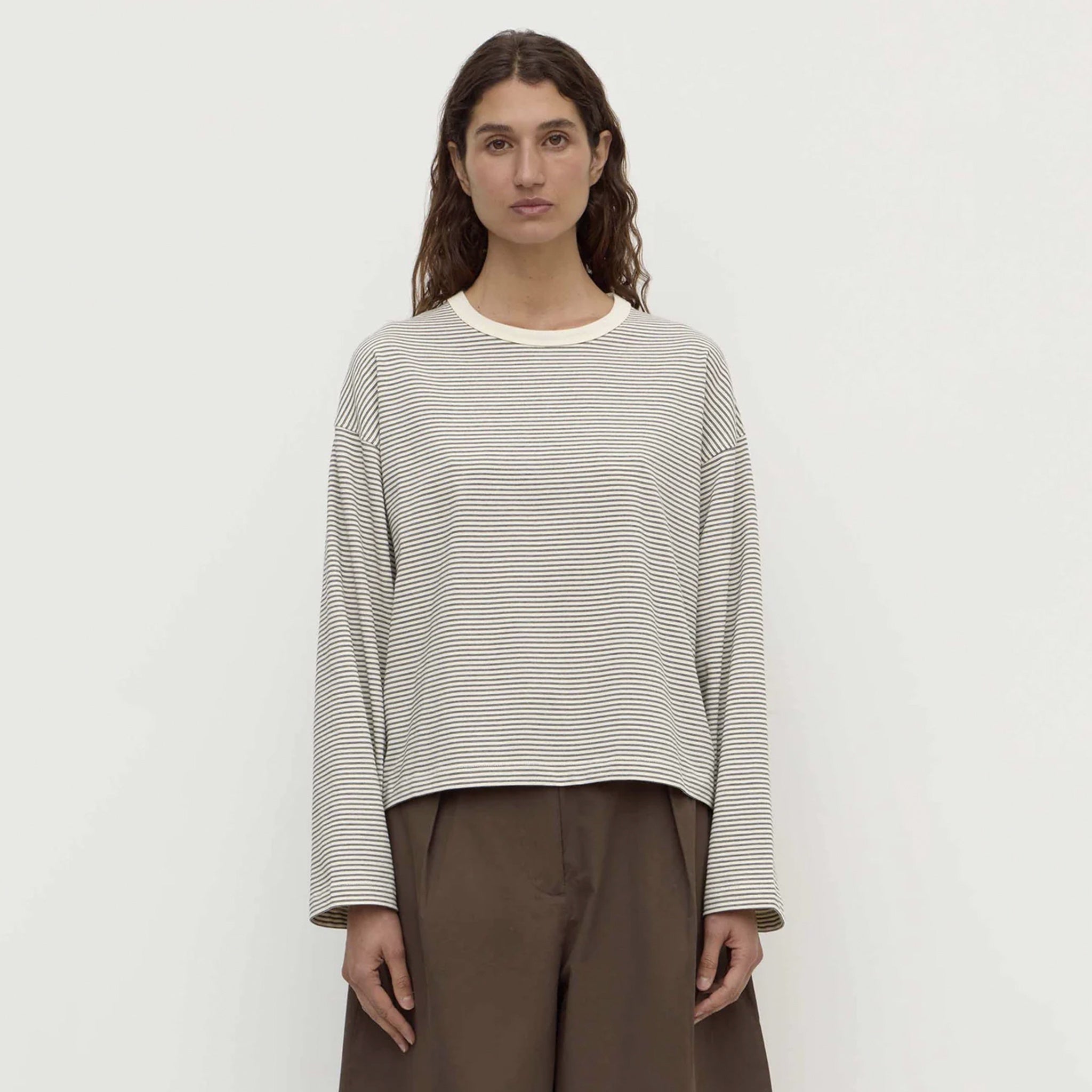 Assembly Label Malone Stripe Wide Sleeve Tee - Cream & Black