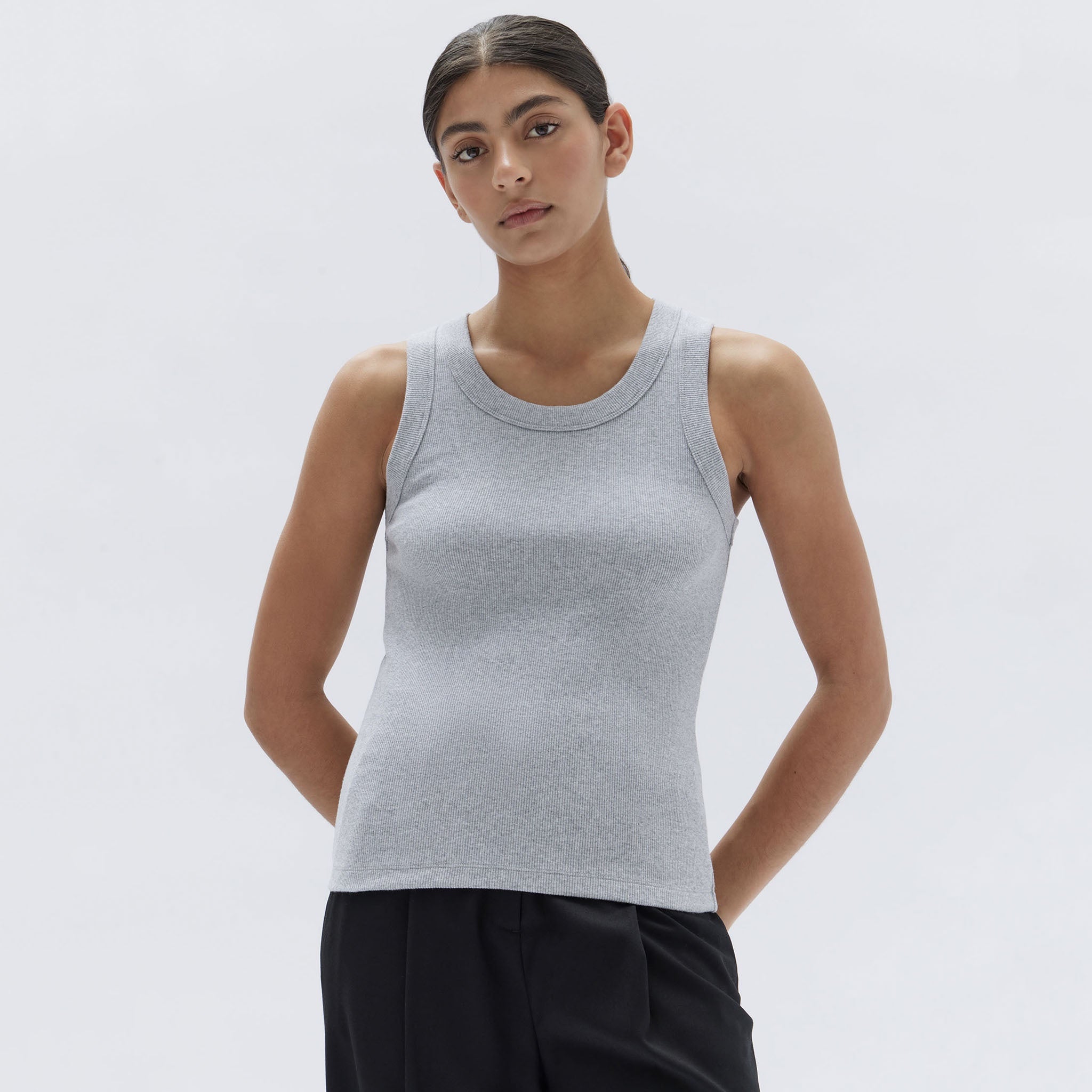 Assembly Label Miana Organic Rib Tank - Grey Marle