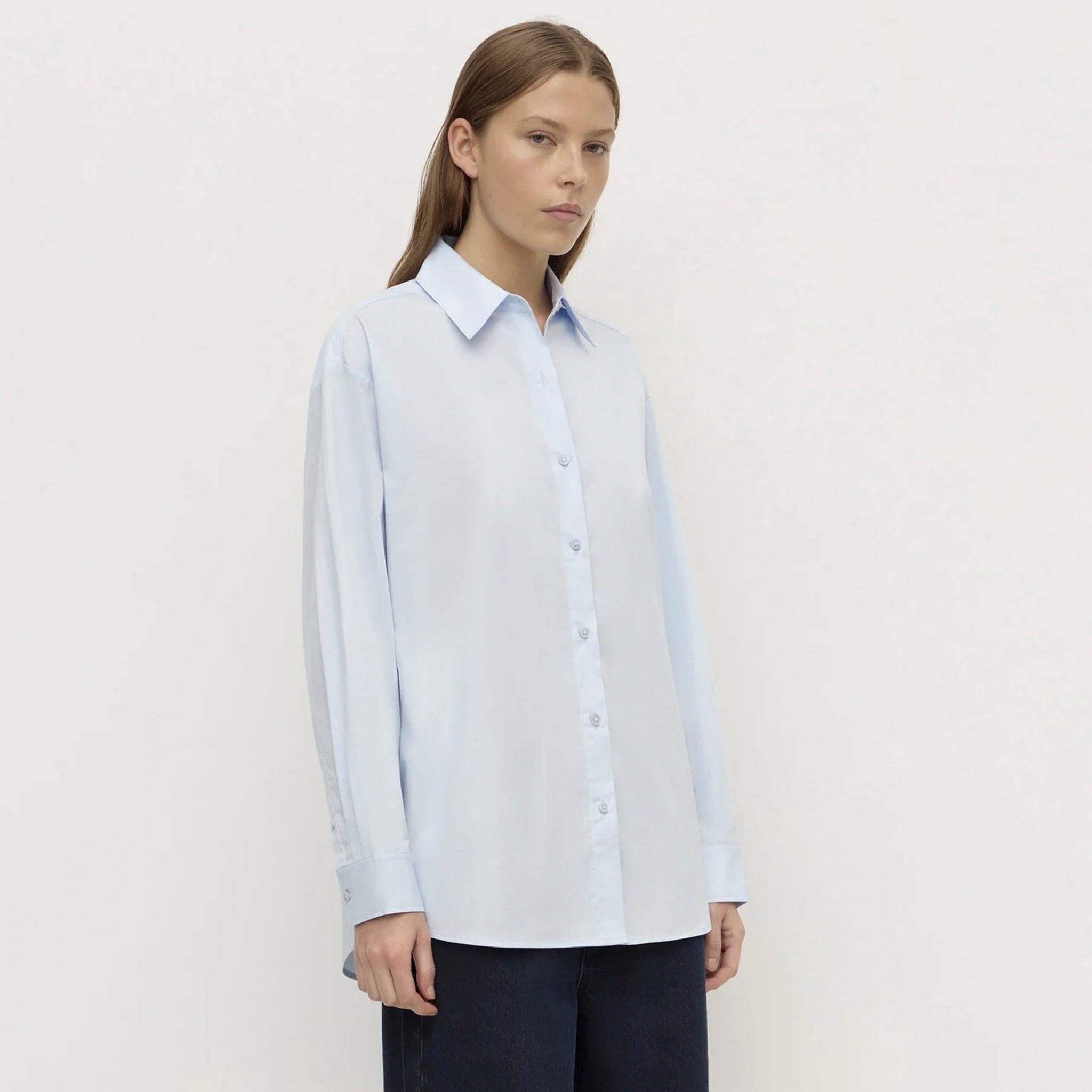 Assembly Label Micha Poplin Long Sleeve Shirt - Powder Blue