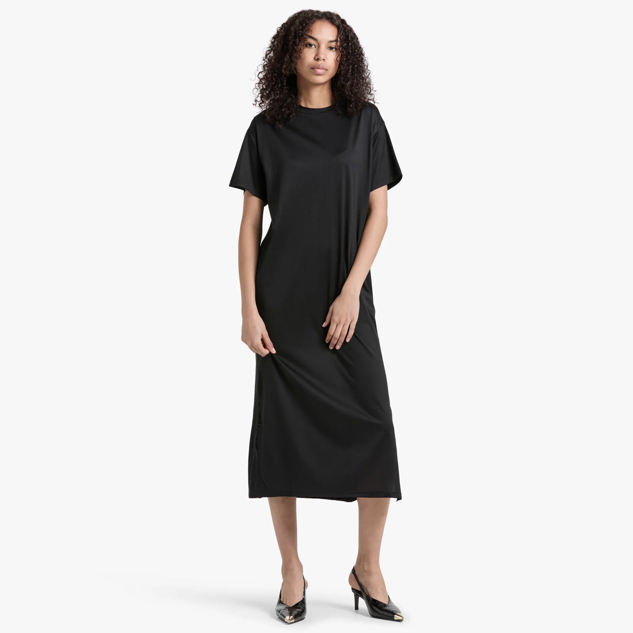 Assembly Label Silk Blend Tee Dress - Black