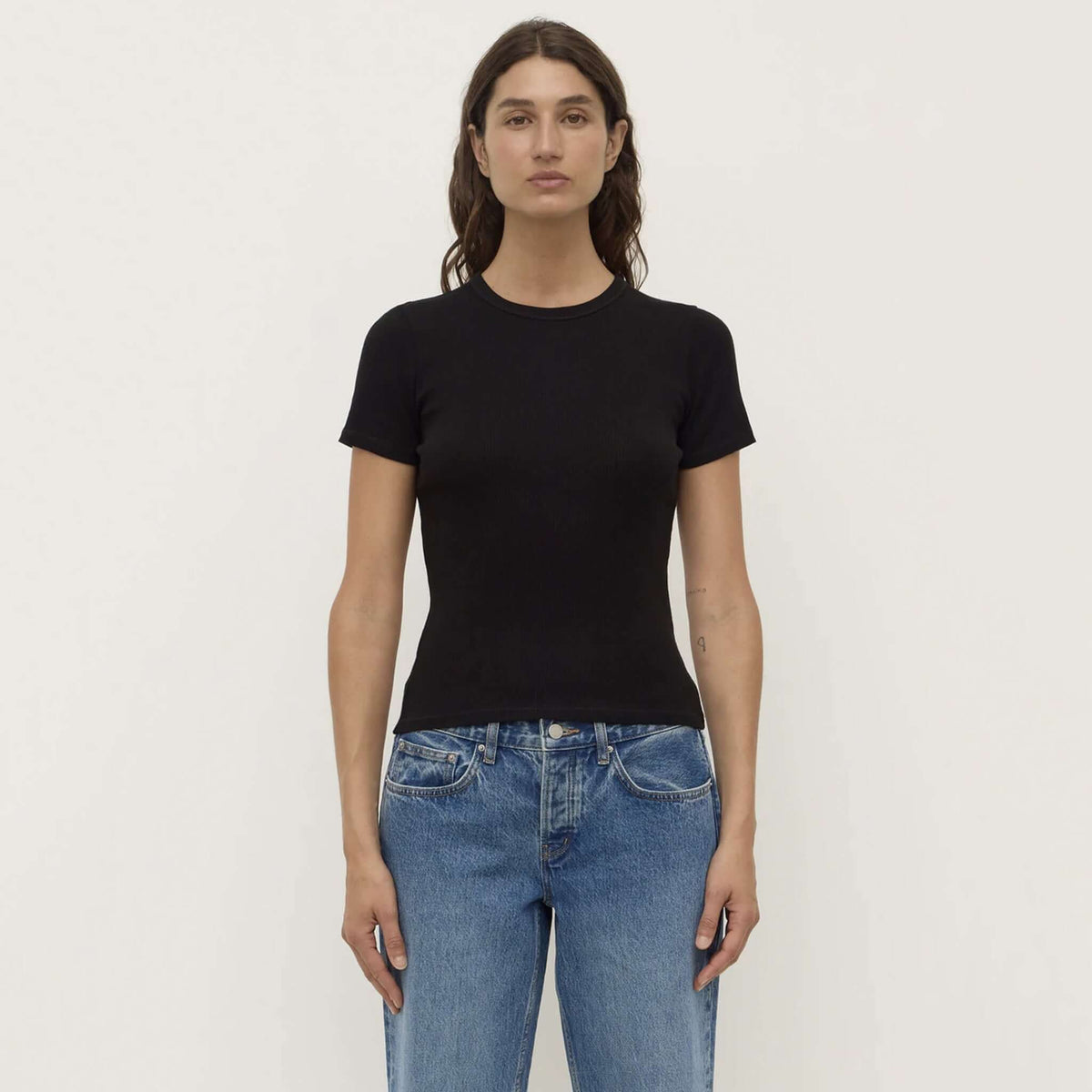 Assembly Label Zali Short Sleeve Tee - Black | Ribbed Tee | Tea Pea