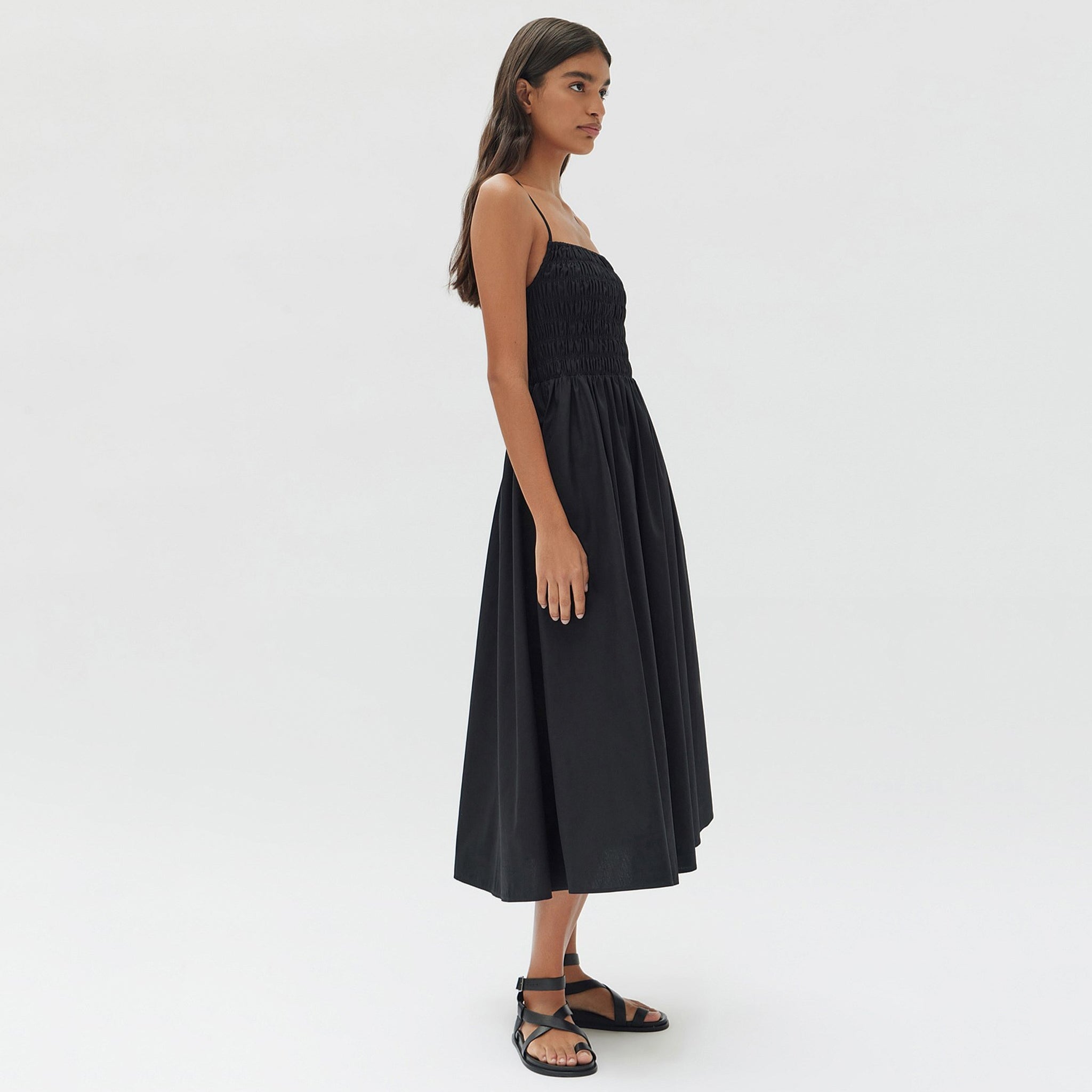 Assembly Label Aubrey Ruched Dress - Black - Tea Pea Home