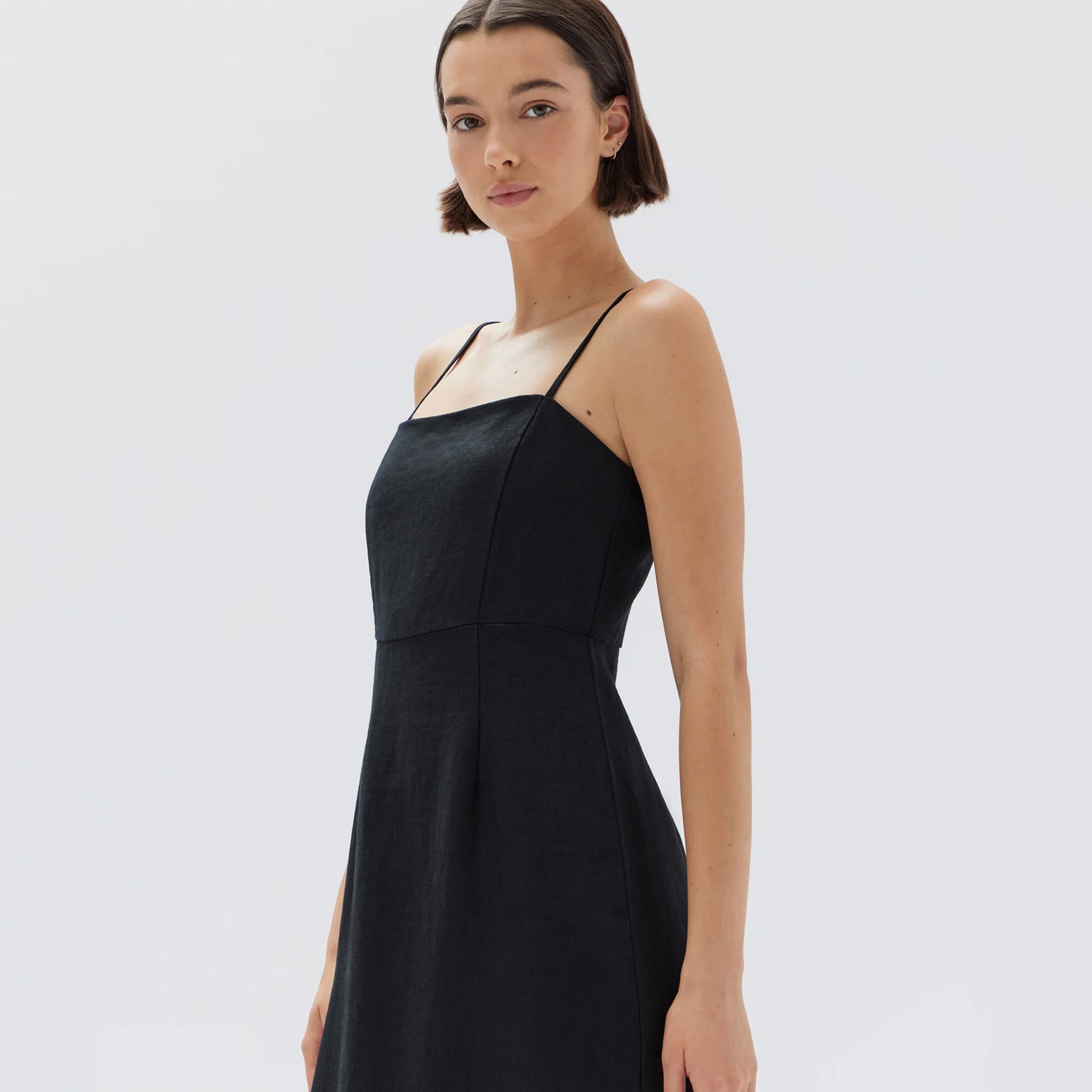 Assembly Label Eliza Linen Midi Dress - Black | Tea Pea