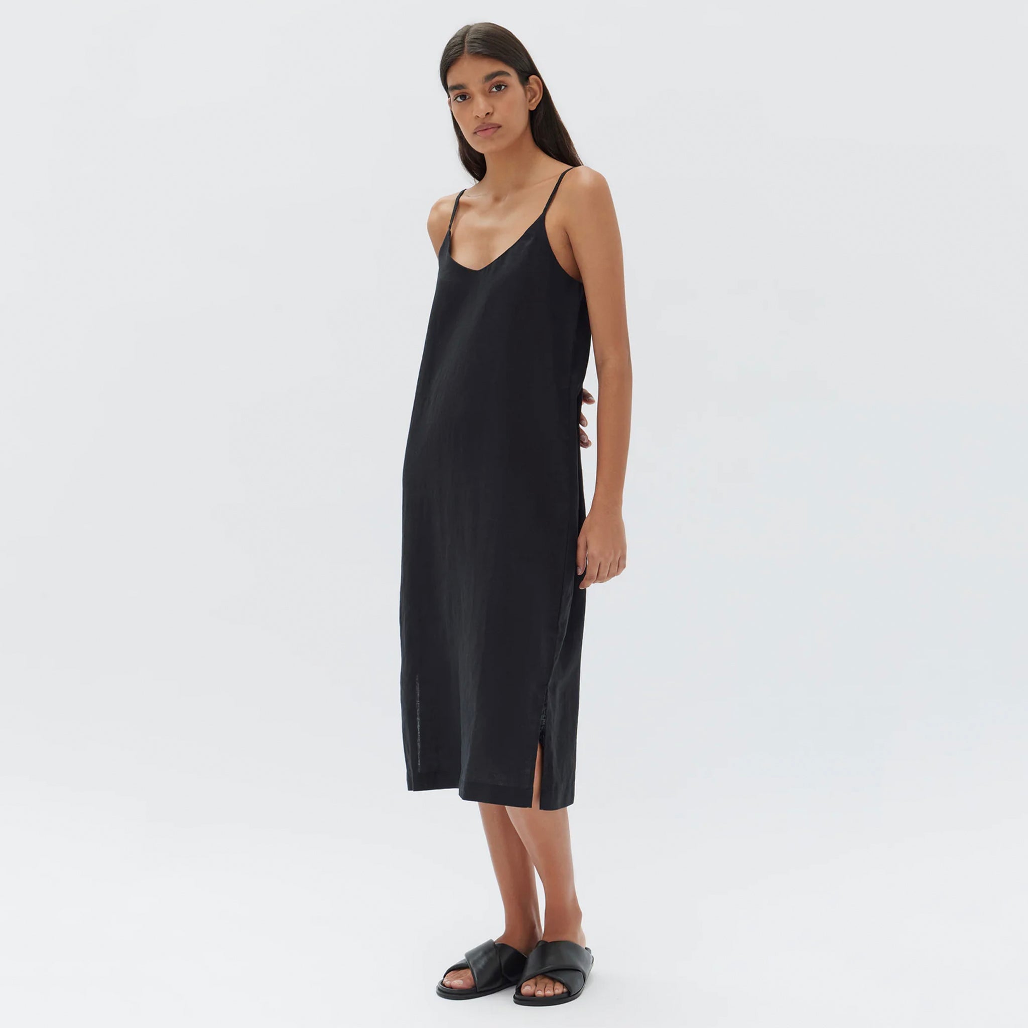 Assembly Label Linen Slip Dress - Black - Tea Pea Home