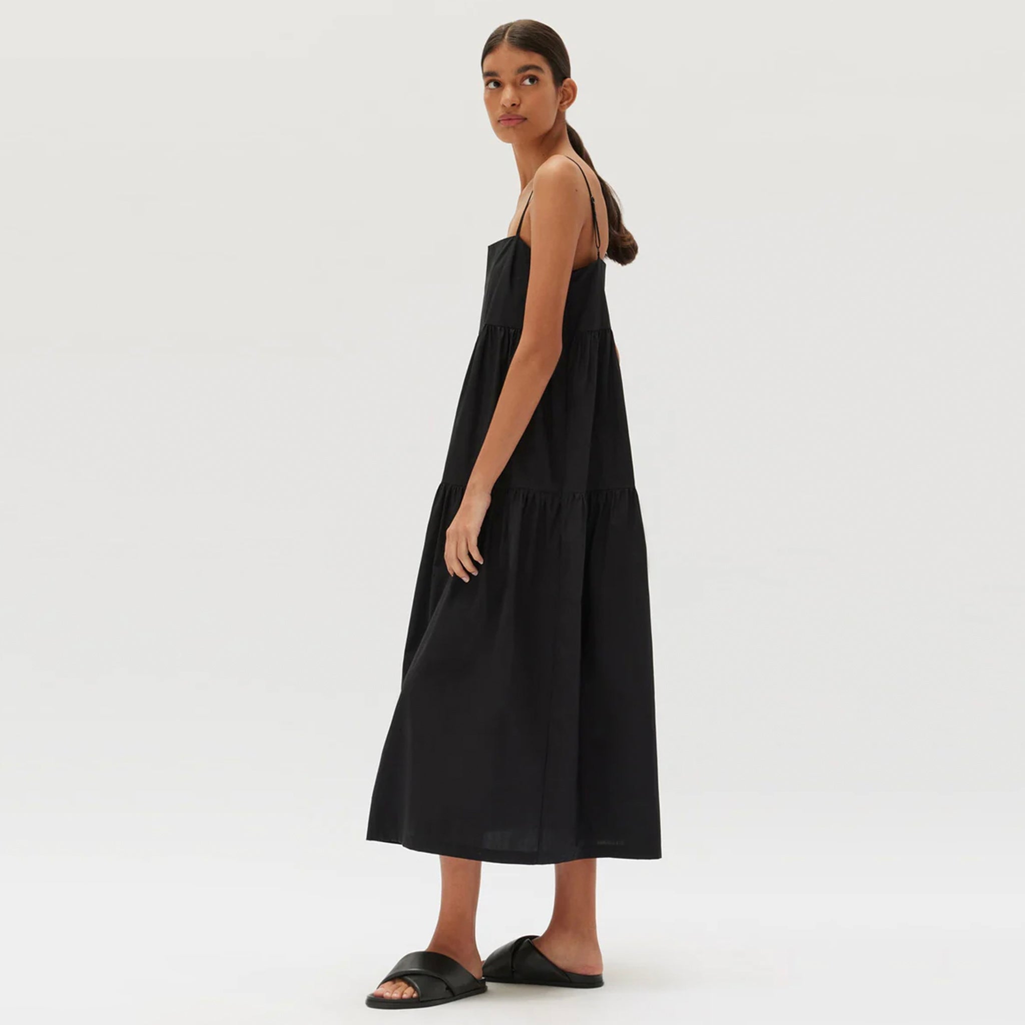 Assembly Label Sandy Poplin Dress - Black - Tea Pea Home