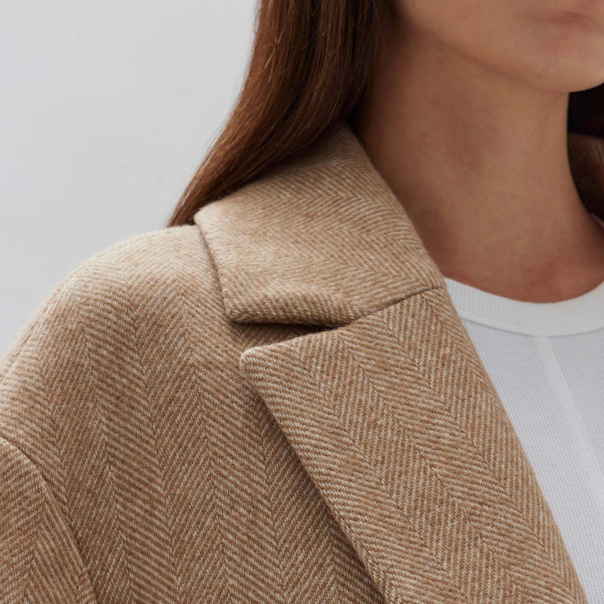 Assembly Label Thea Wool Herringbone Coat - Tan