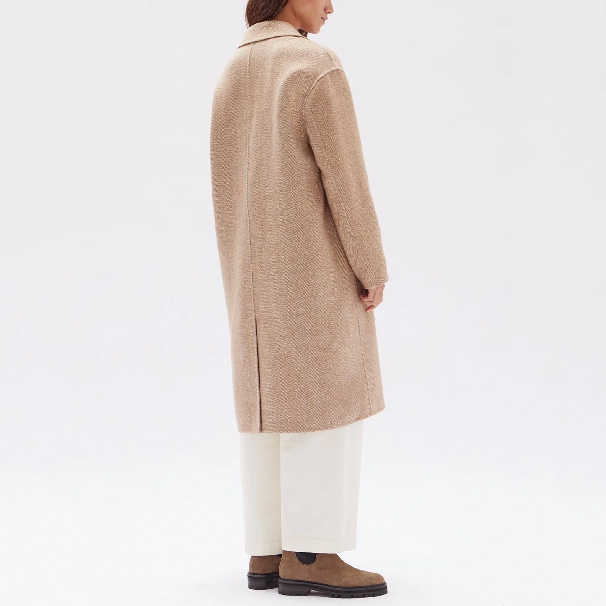 Assembly Label Thea Wool Herringbone Coat - Tan