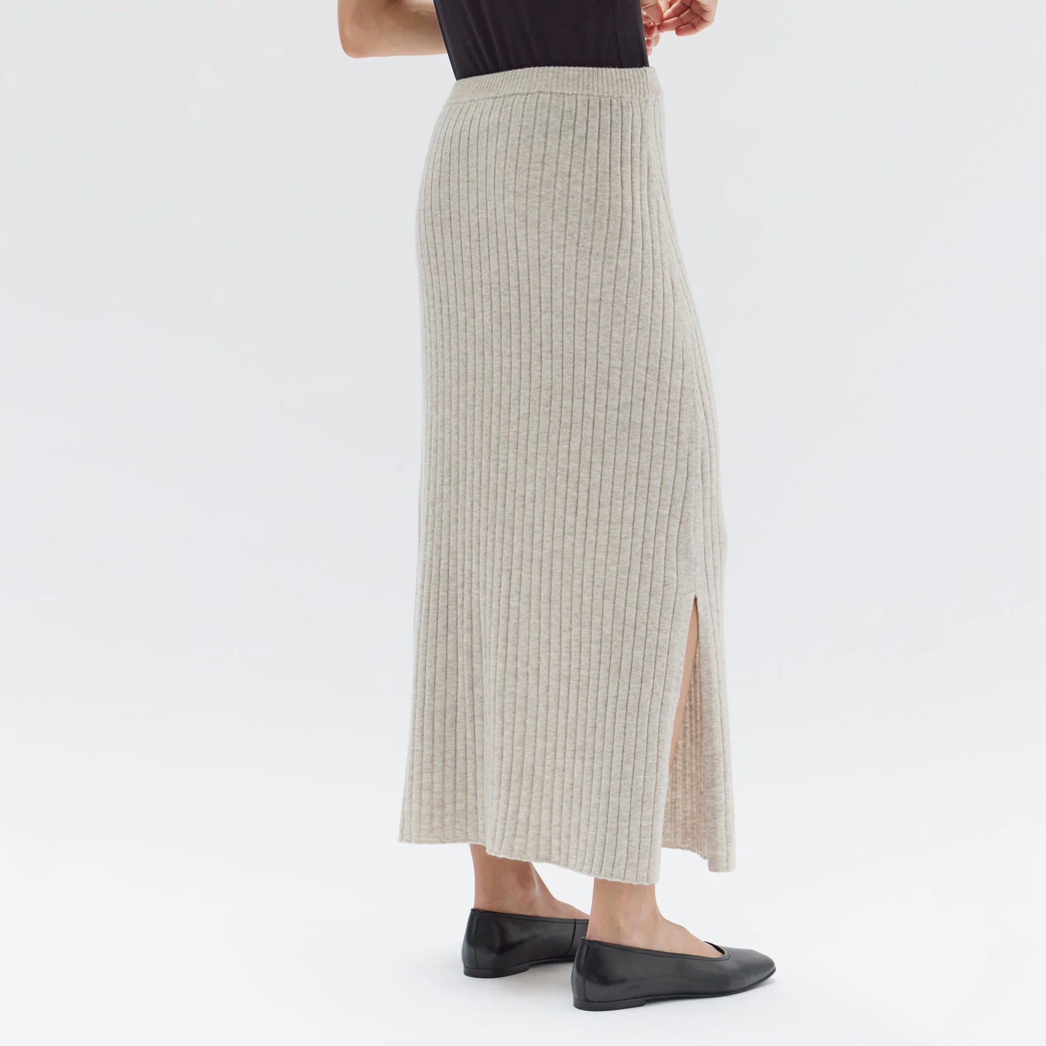 Assembly Label Wool Cashmere Rib Skirt - Oat Marle