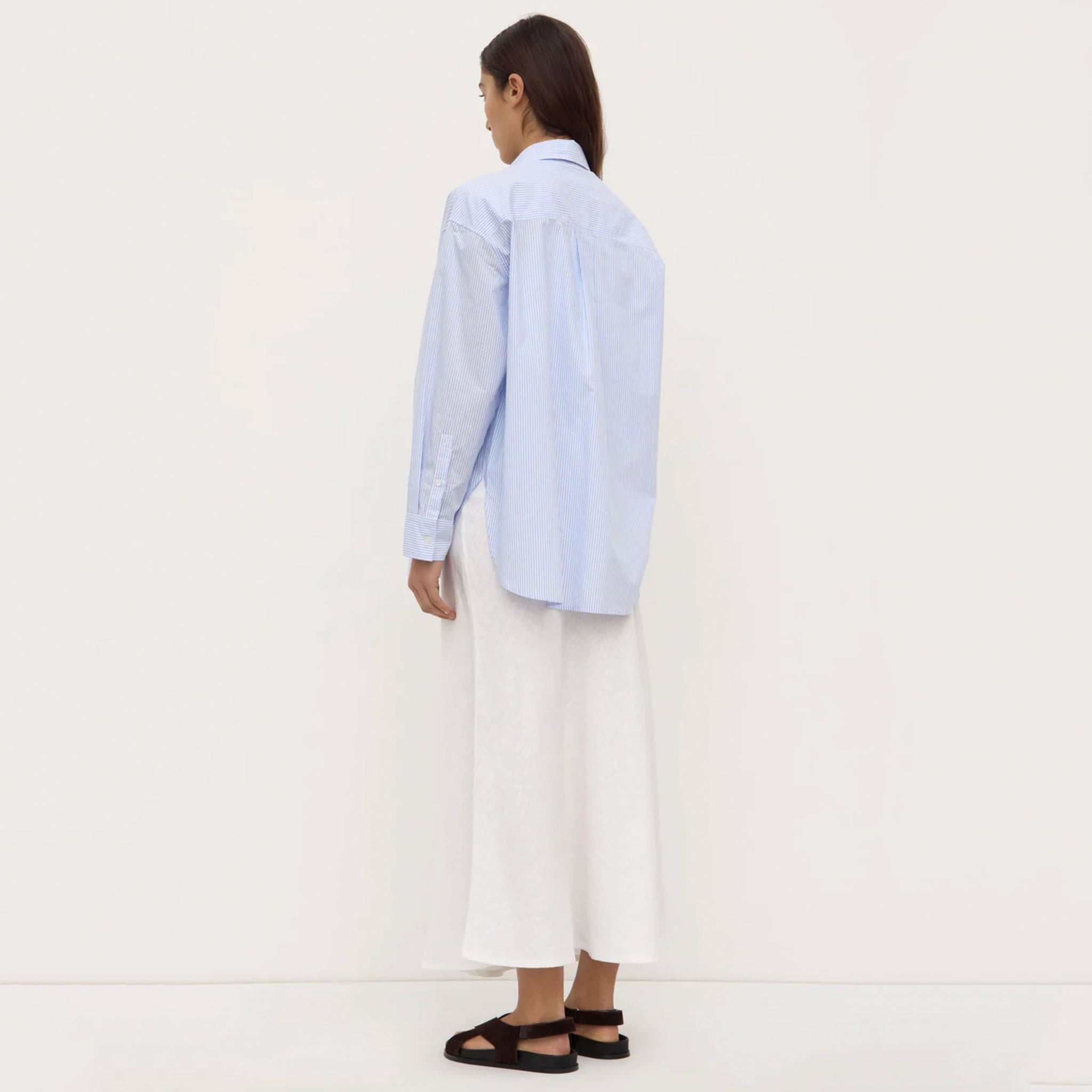 Assembly Label Avoca Long Sleeve Shirt - Blue & White Stripe