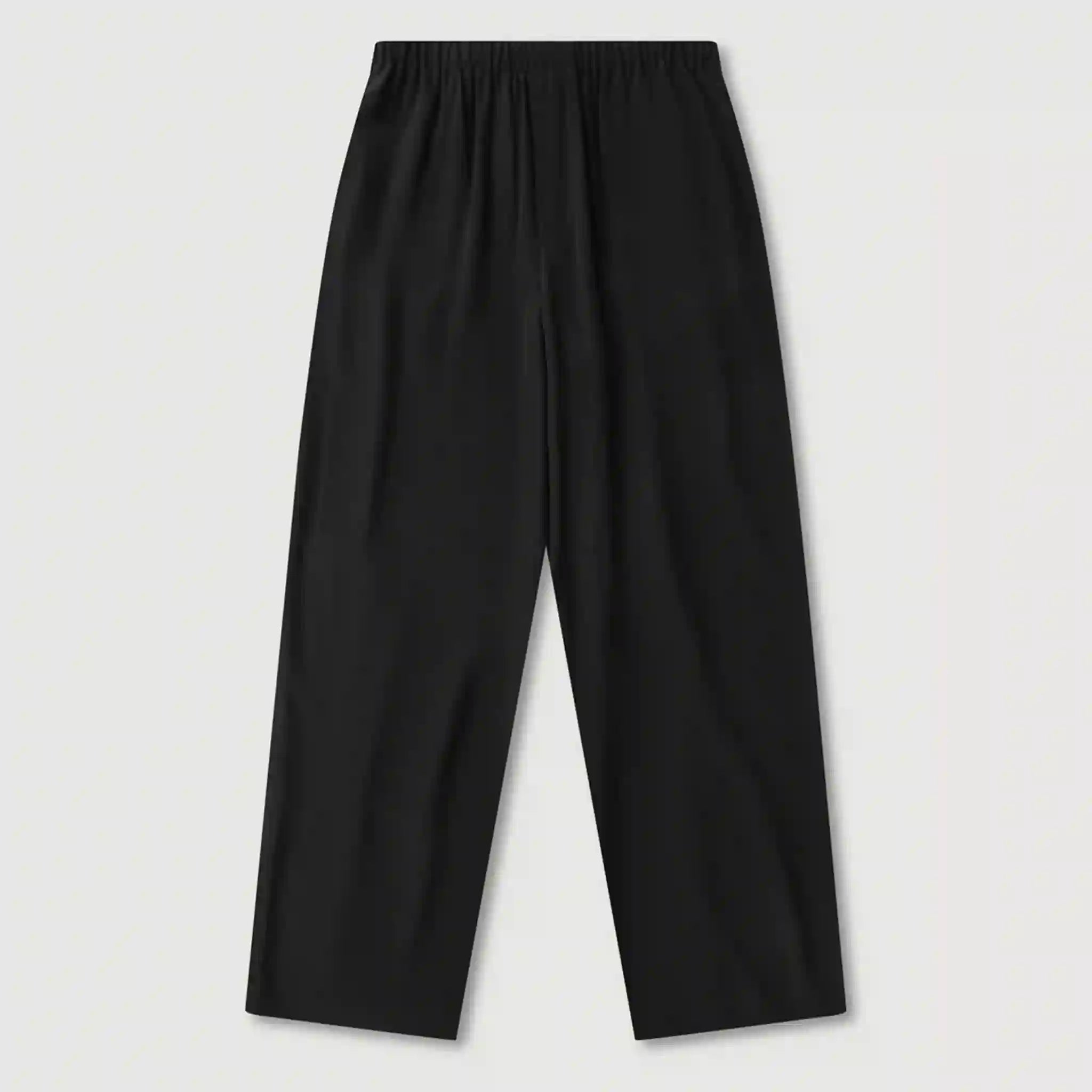 Black pants on a light gray background