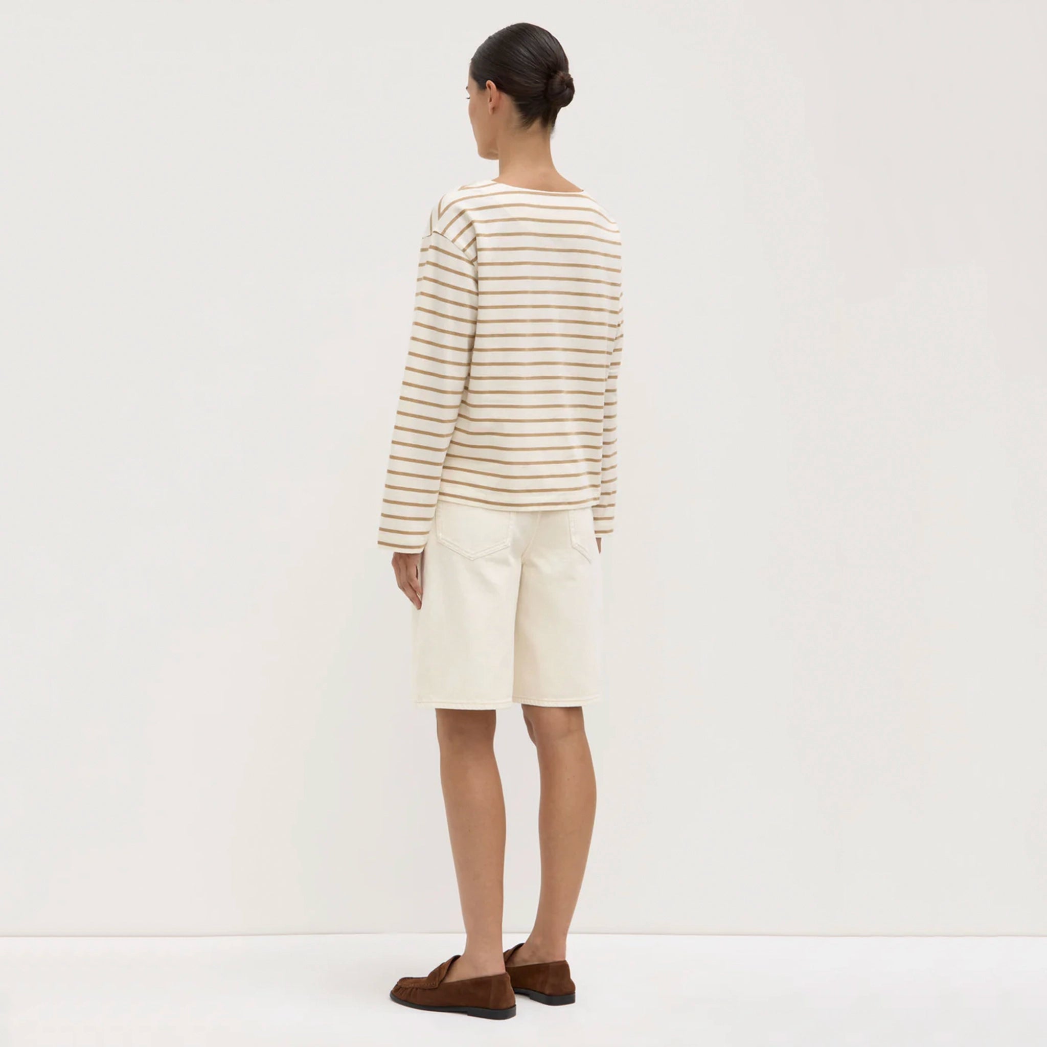 Assembly Label Bonne Long Sleeve Tee - Antique White & Tan