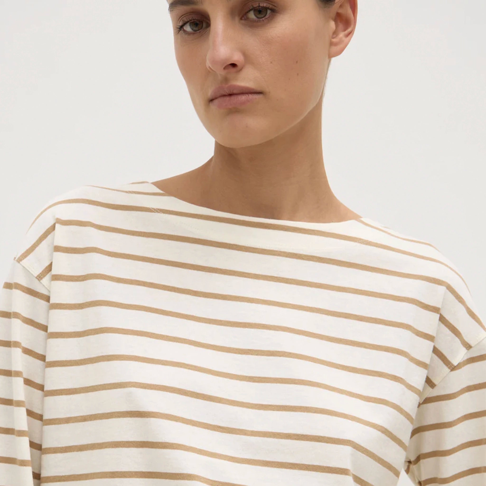 Assembly Label Bonne Long Sleeve Tee - Antique White & Tan