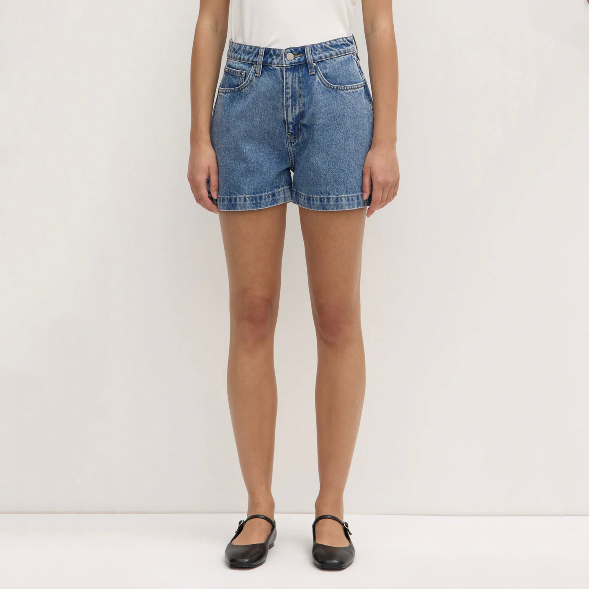 Assembly Label Boxy Denim Shorts - Dark Stone