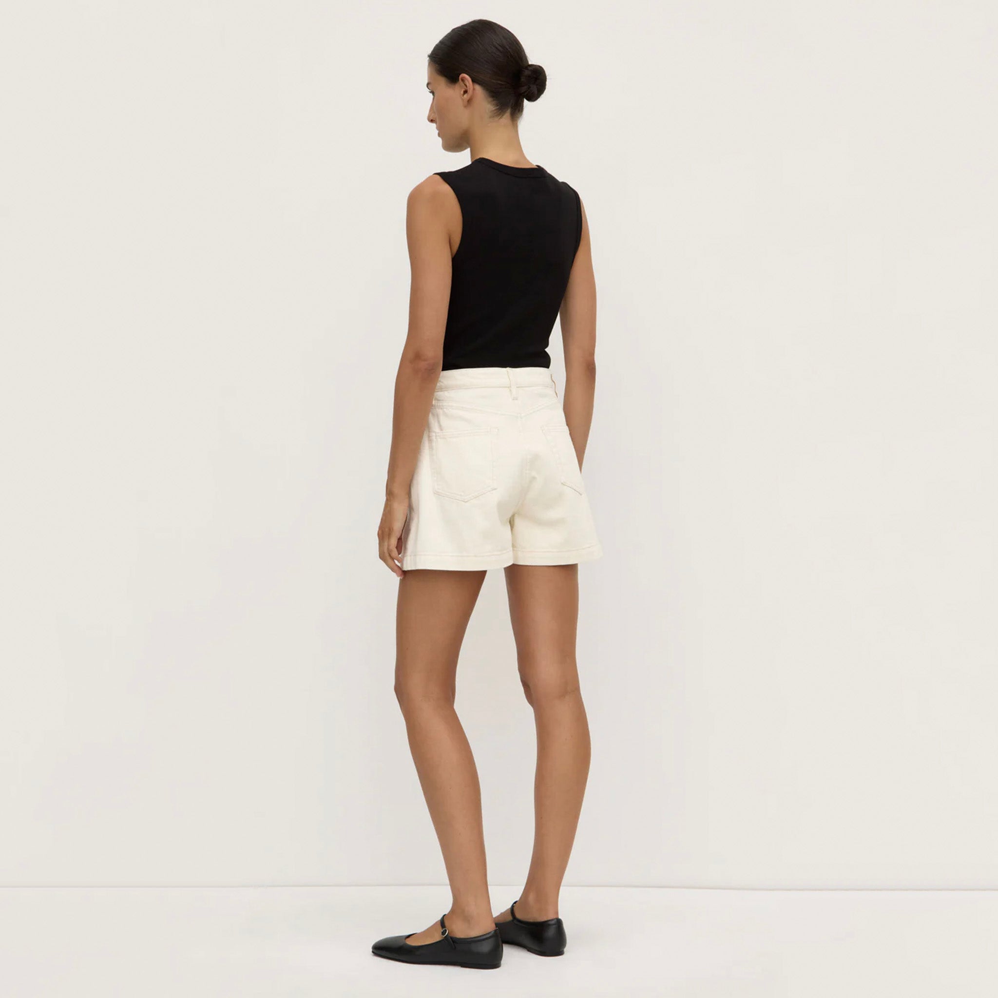 Assembly Label Boxy Denim Shorts - Ecru