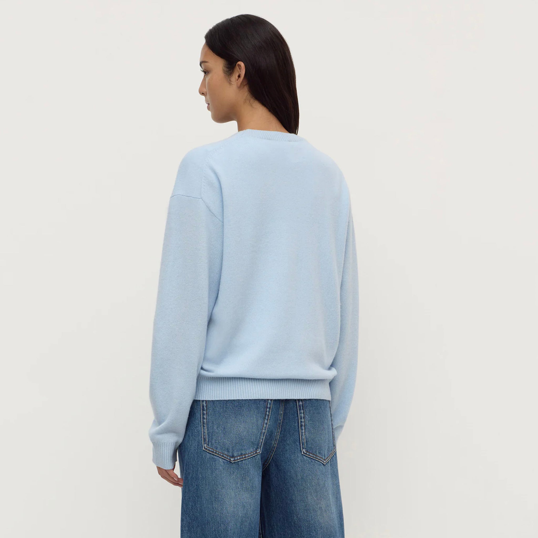 Assembly Label Carter Brushed Merino Wool Sweater - Breeze back view on model