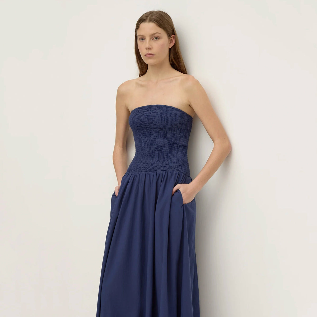 Assembly Label Connie Cotton Shirred Dress - Imperial Blue