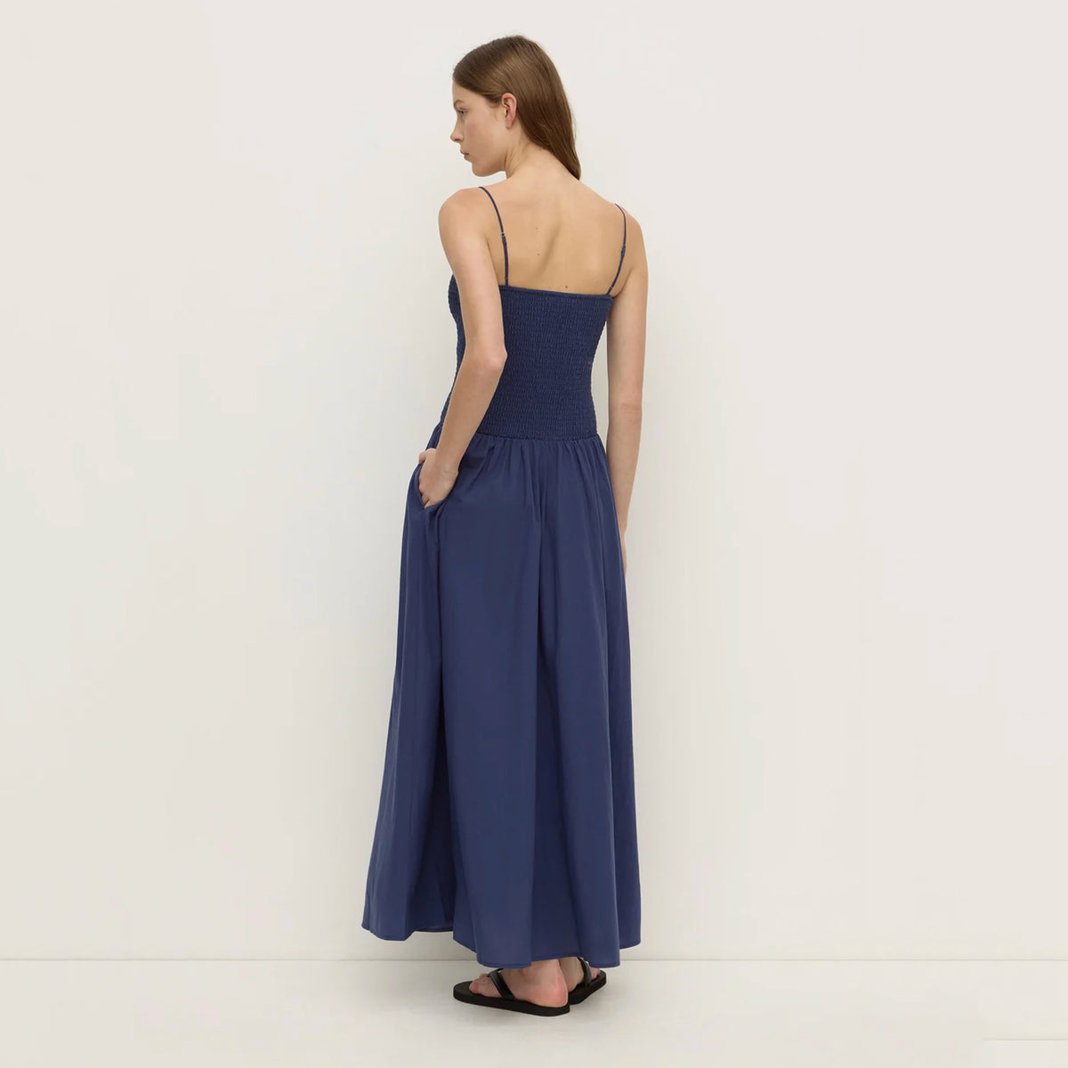 Assembly Label Connie Cotton Shirred Dress - Imperial Blue