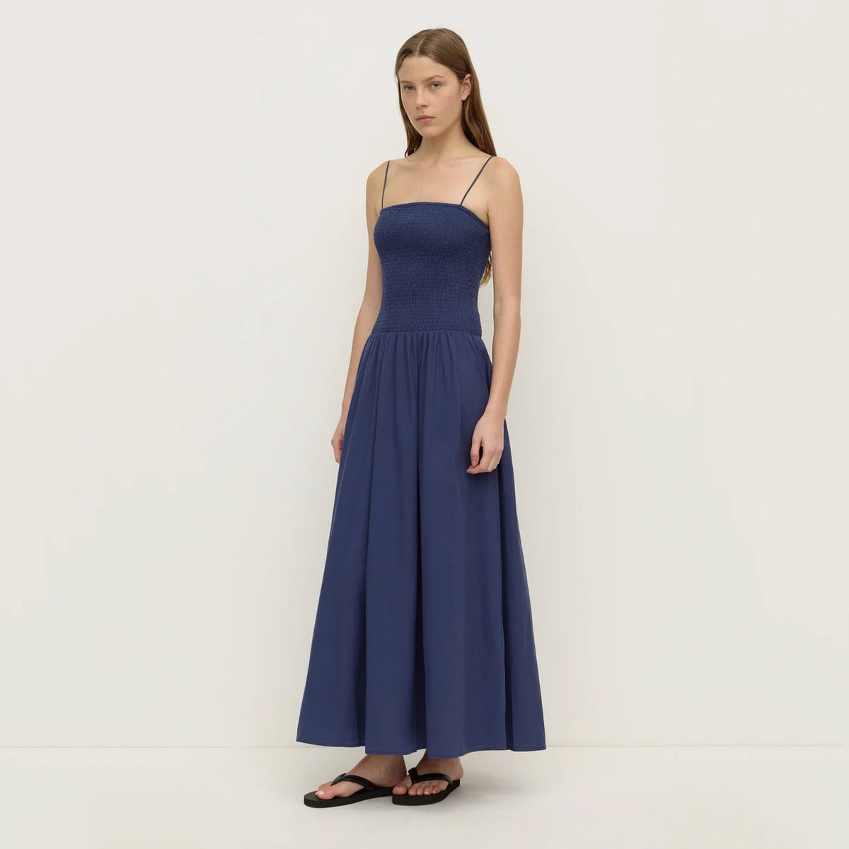 Assembly Label Connie Cotton Shirred Dress - Imperial Blue