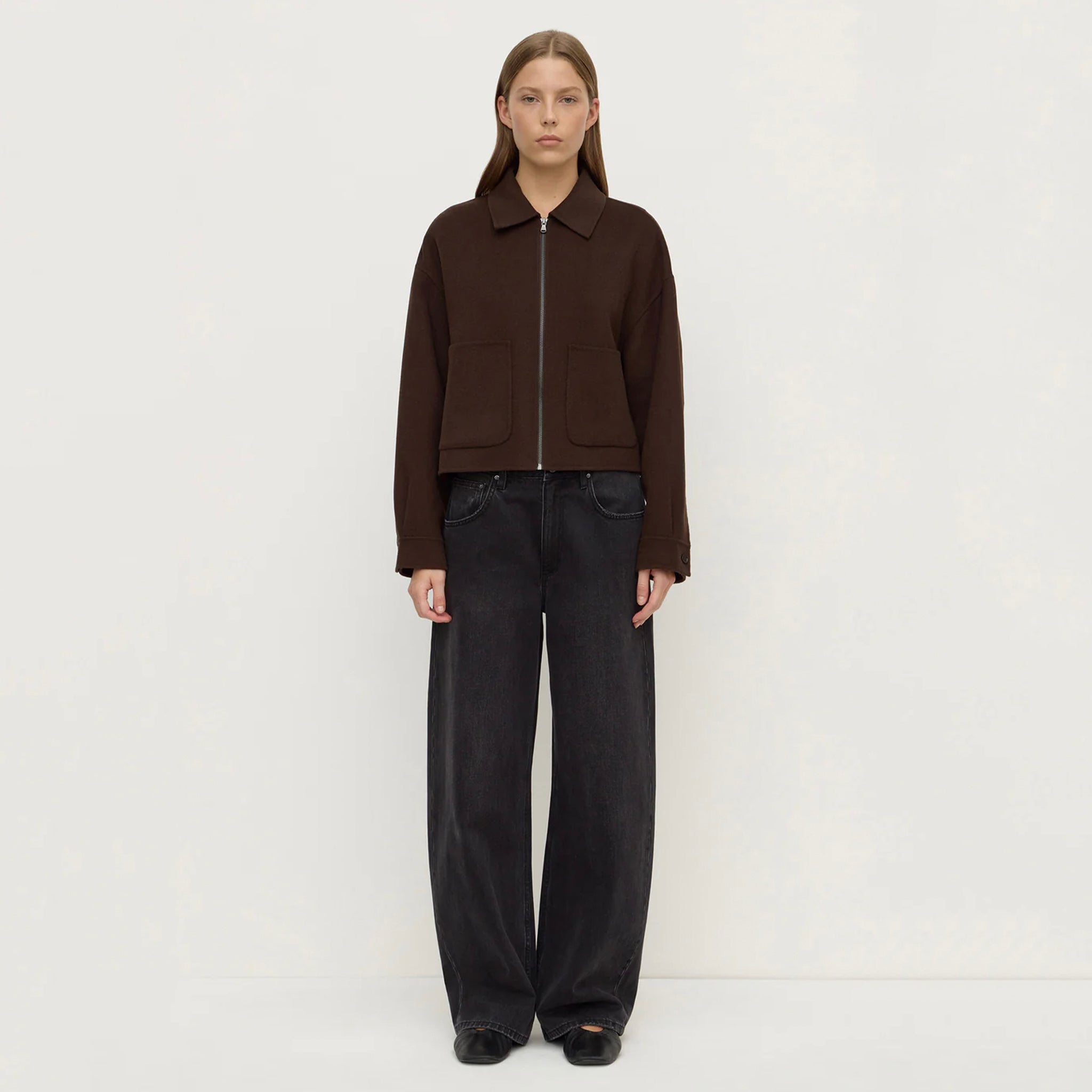 Assembly Label Dallas Wool Jacket -  Dark Choc