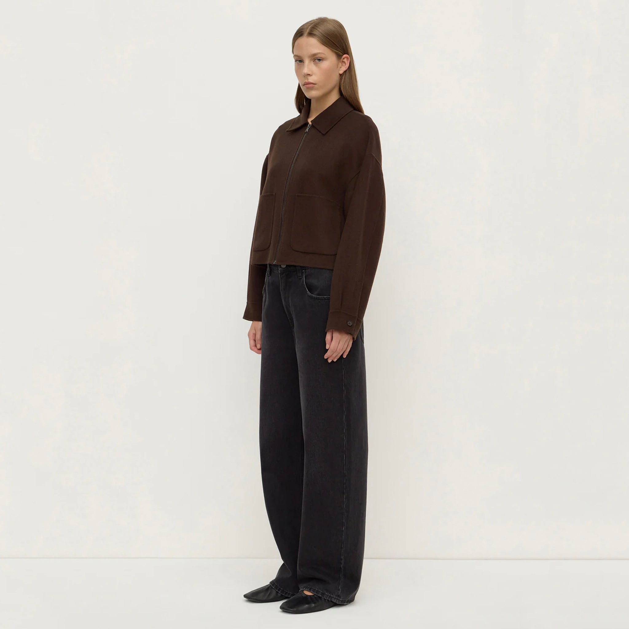 Assembly Label Dallas Wool Jacket -  Dark Choc