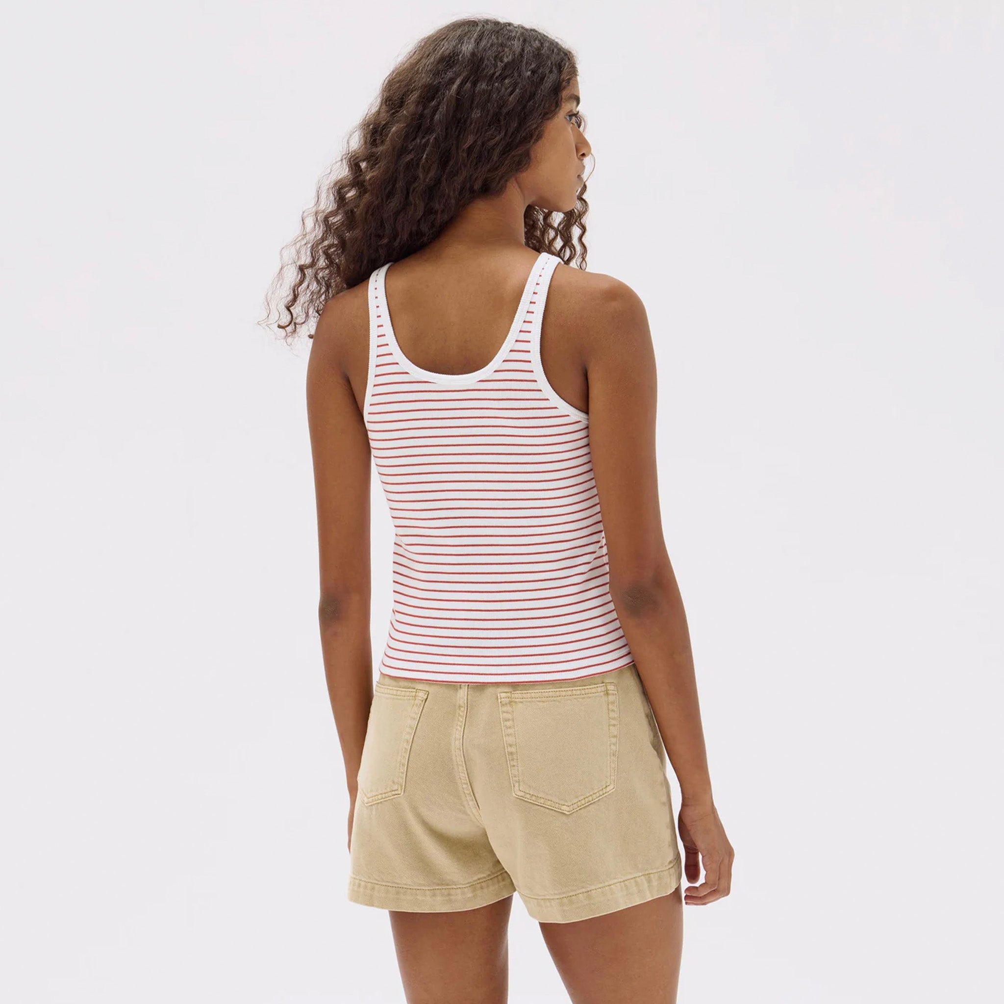Assembly Label Drew Rib Tank - Papaya / White