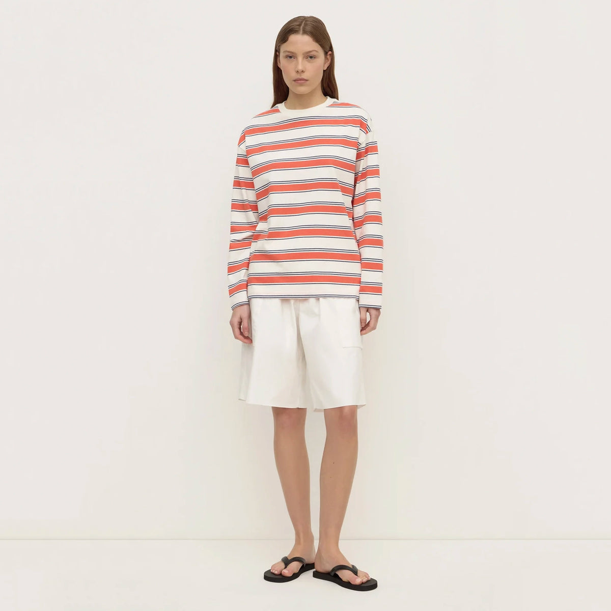 Assembly Label Eliana Stripe Cotton Long Sleeve Tee - Dahlia Stripe