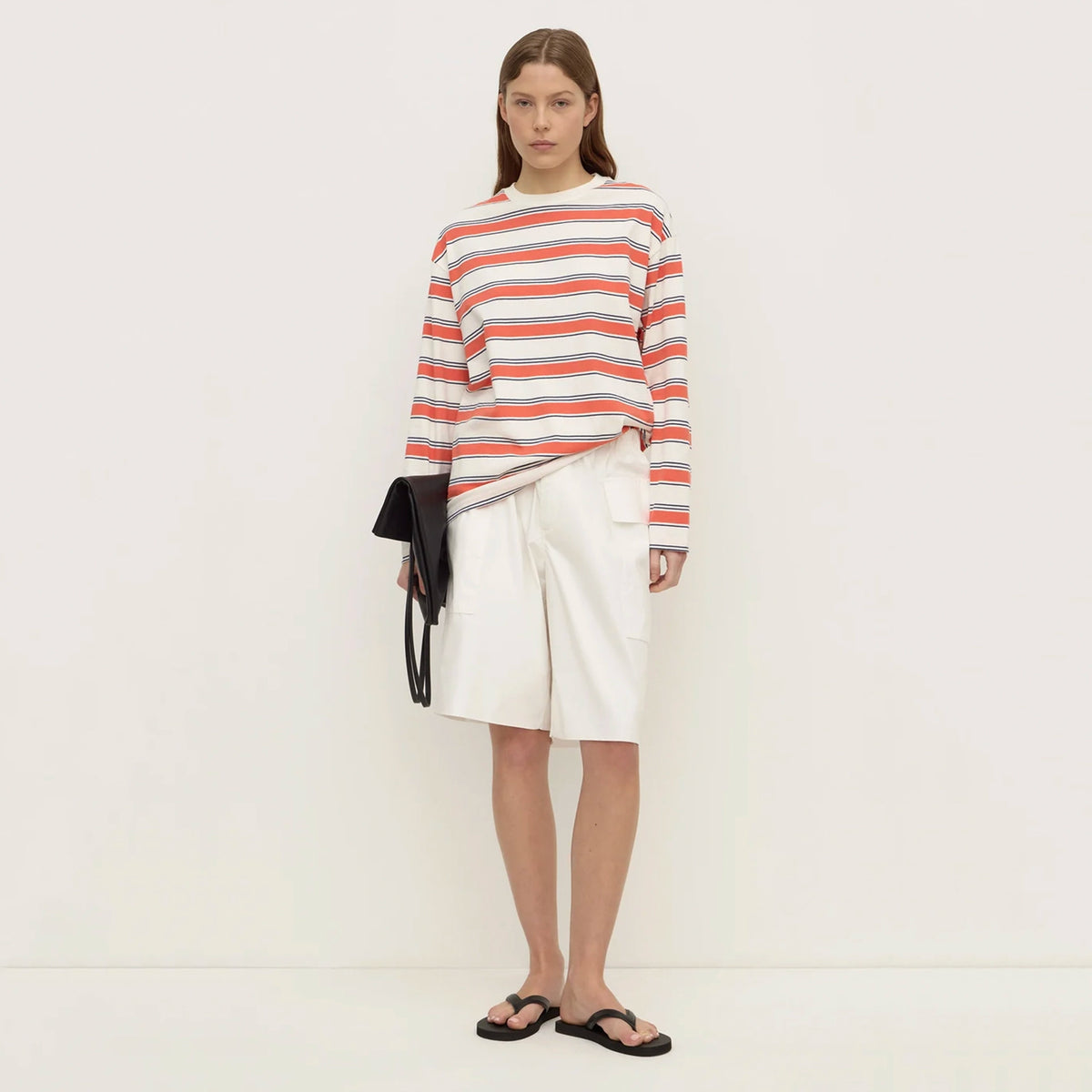 Assembly Label Eliana Stripe Cotton Long Sleeve Tee - Dahlia Stripe