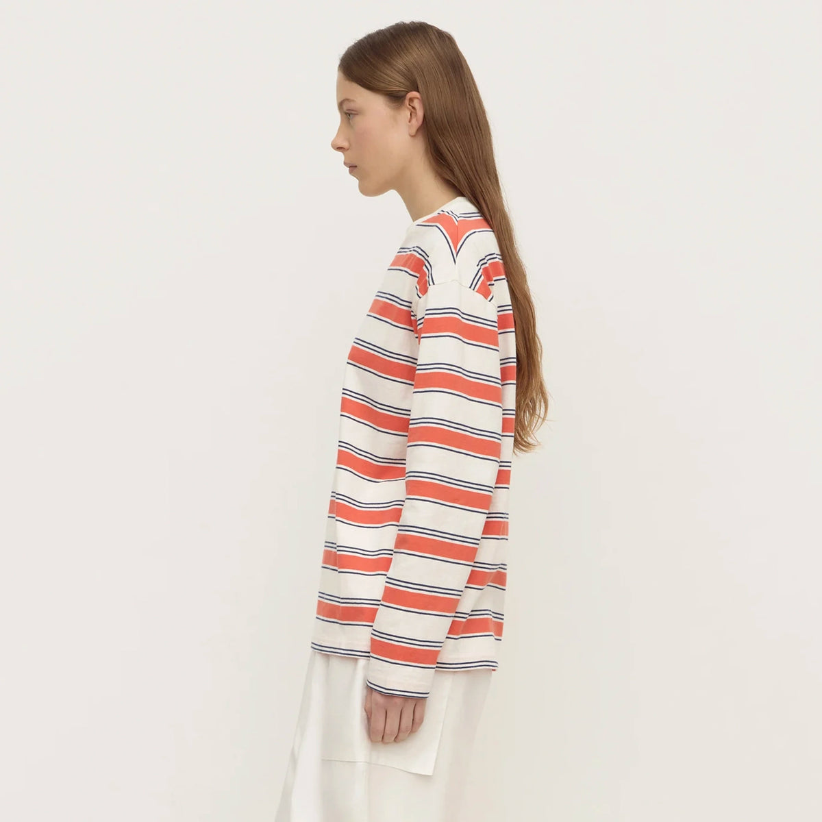 Assembly Label Eliana Stripe Cotton Long Sleeve Tee - Dahlia Stripe