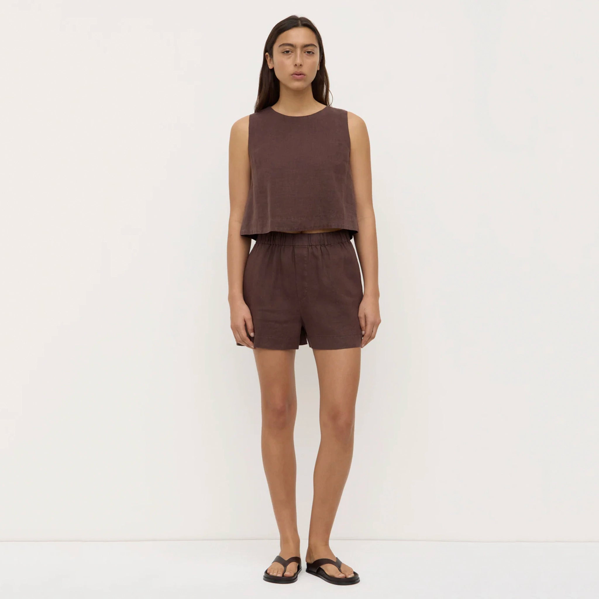 Assembly Label Estelle Linen Top - Ganache