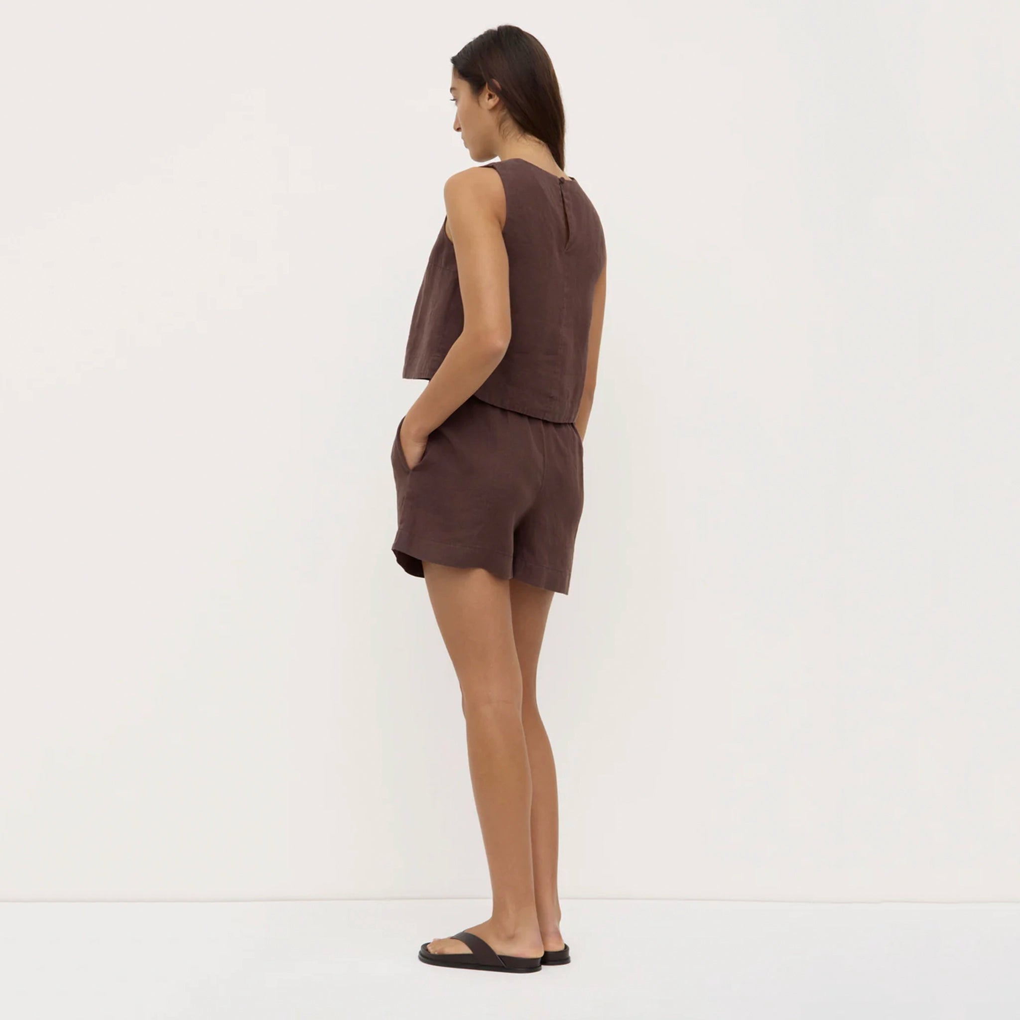 Assembly Label Estelle Linen Top - Ganache