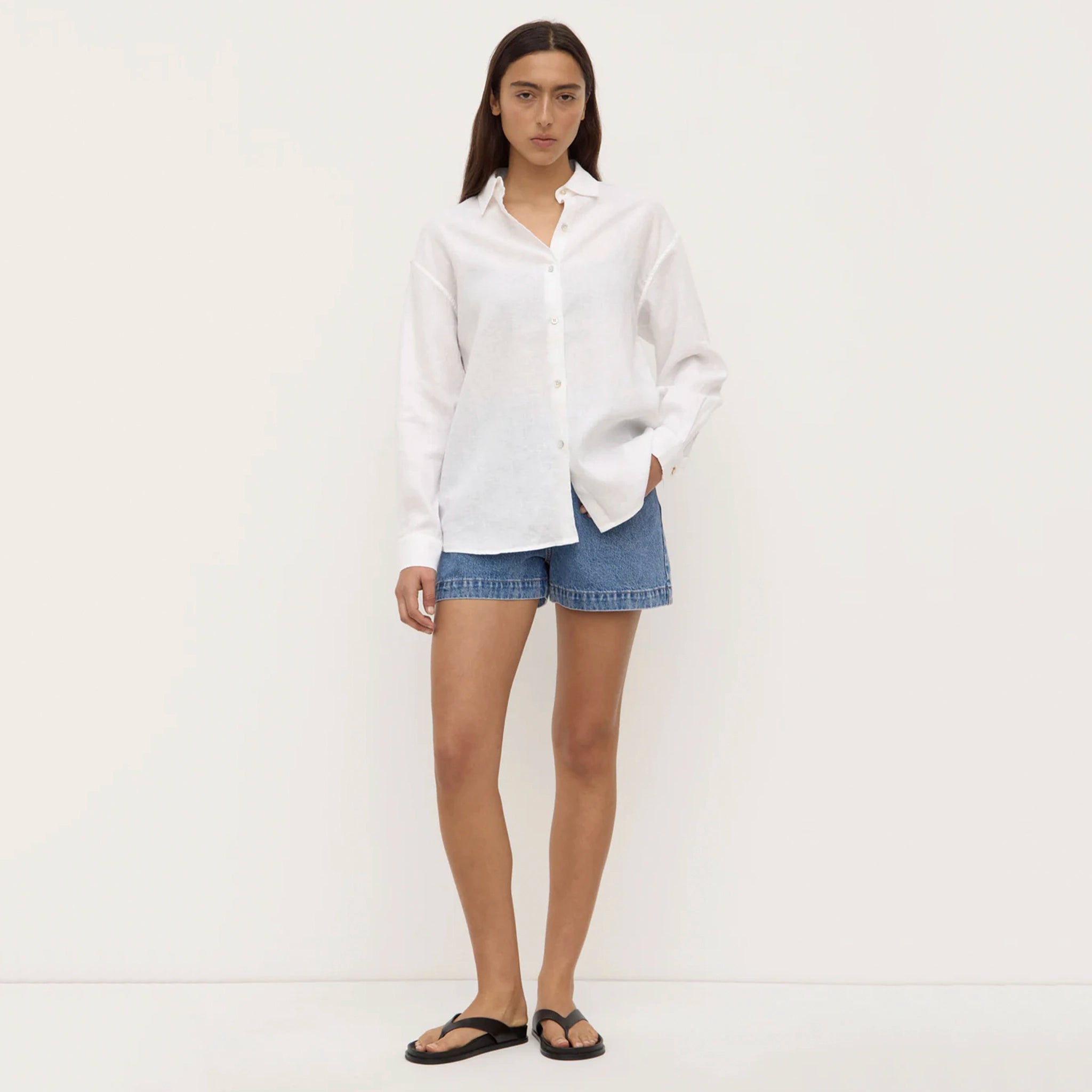 Assembly Label Everyday Linen Long Sleeve Shirt - White