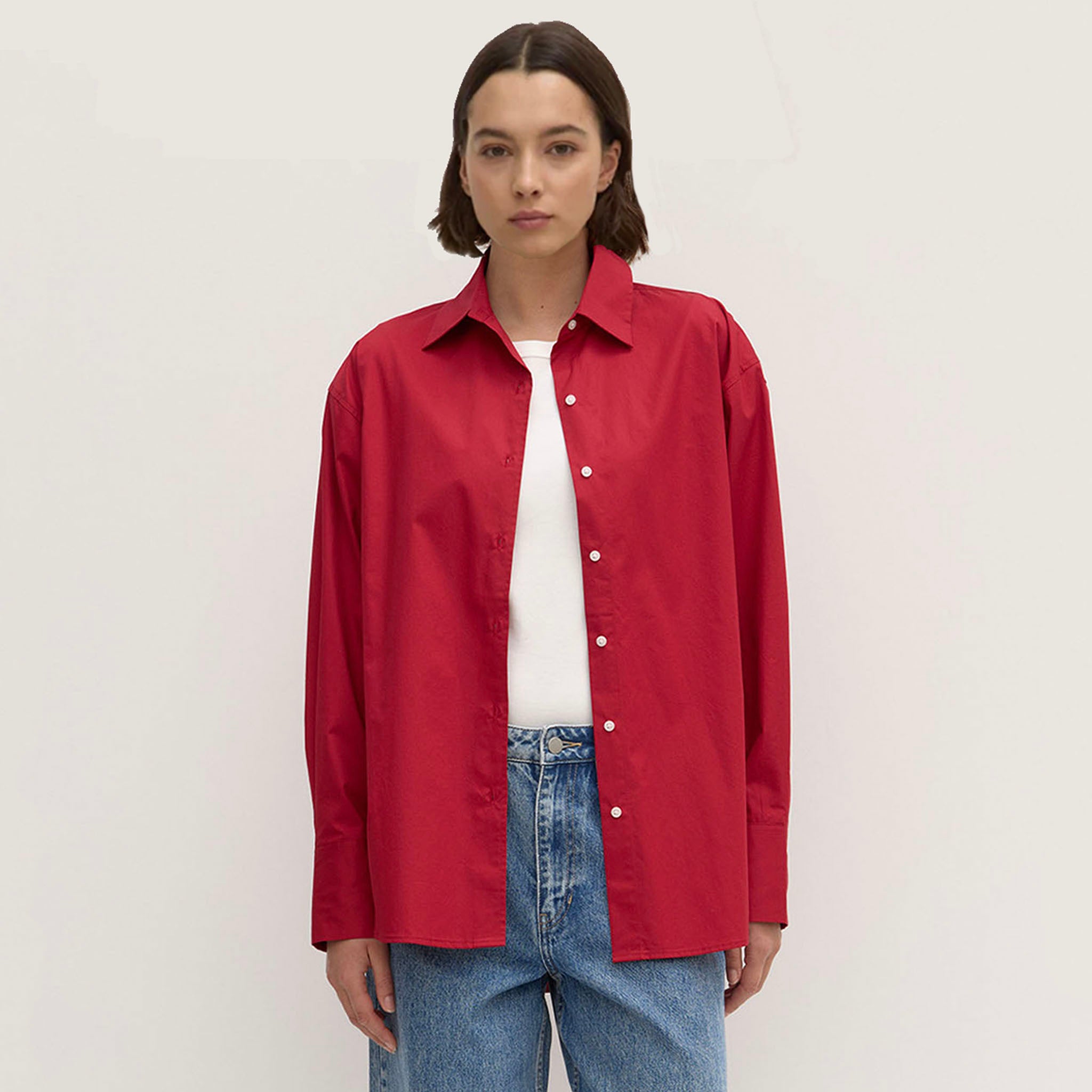 Assembly Label Everyday Poplin Long Sleeve Shirt - Dark Cherry