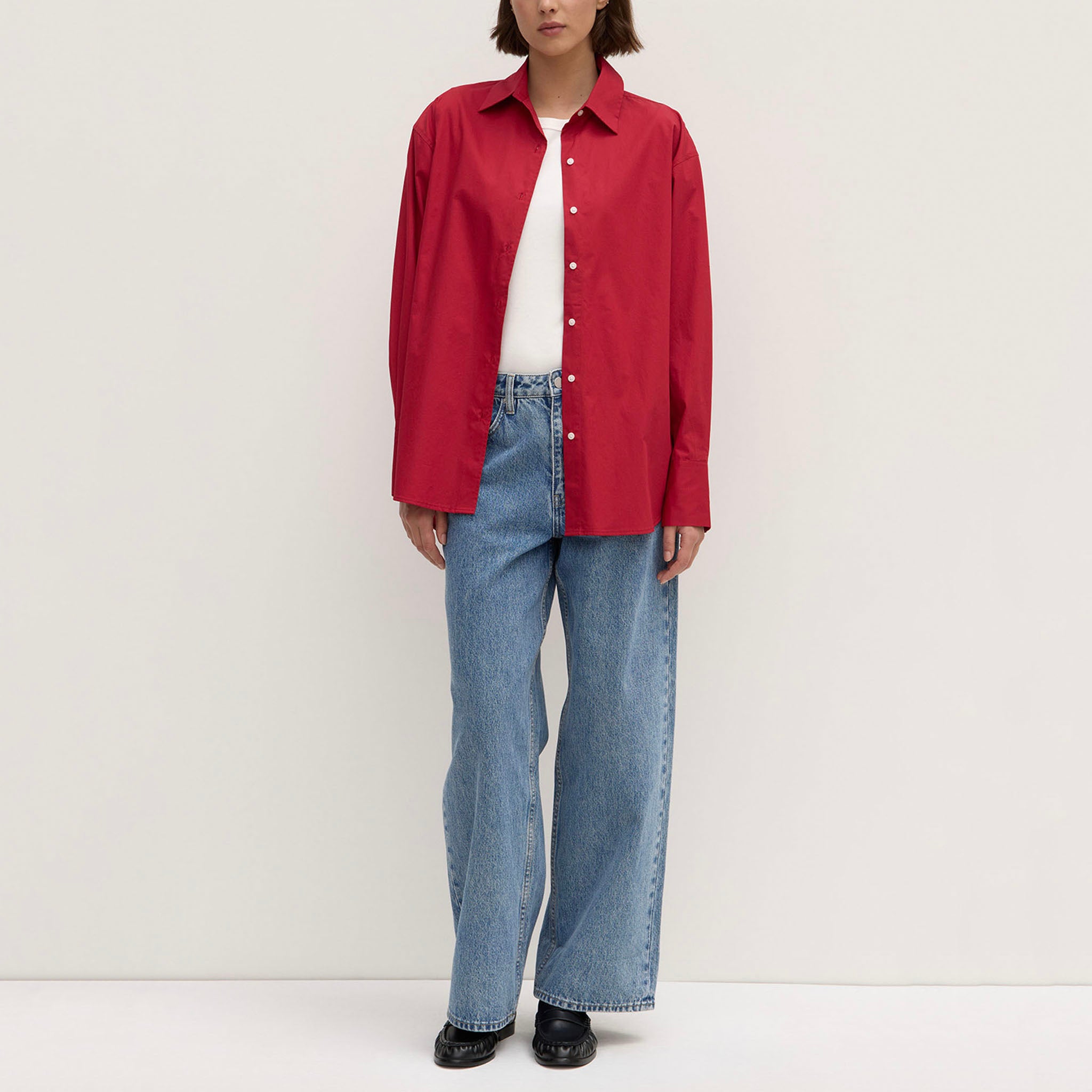 Assembly Label Everyday Poplin Long Sleeve Shirt - Dark Cherry