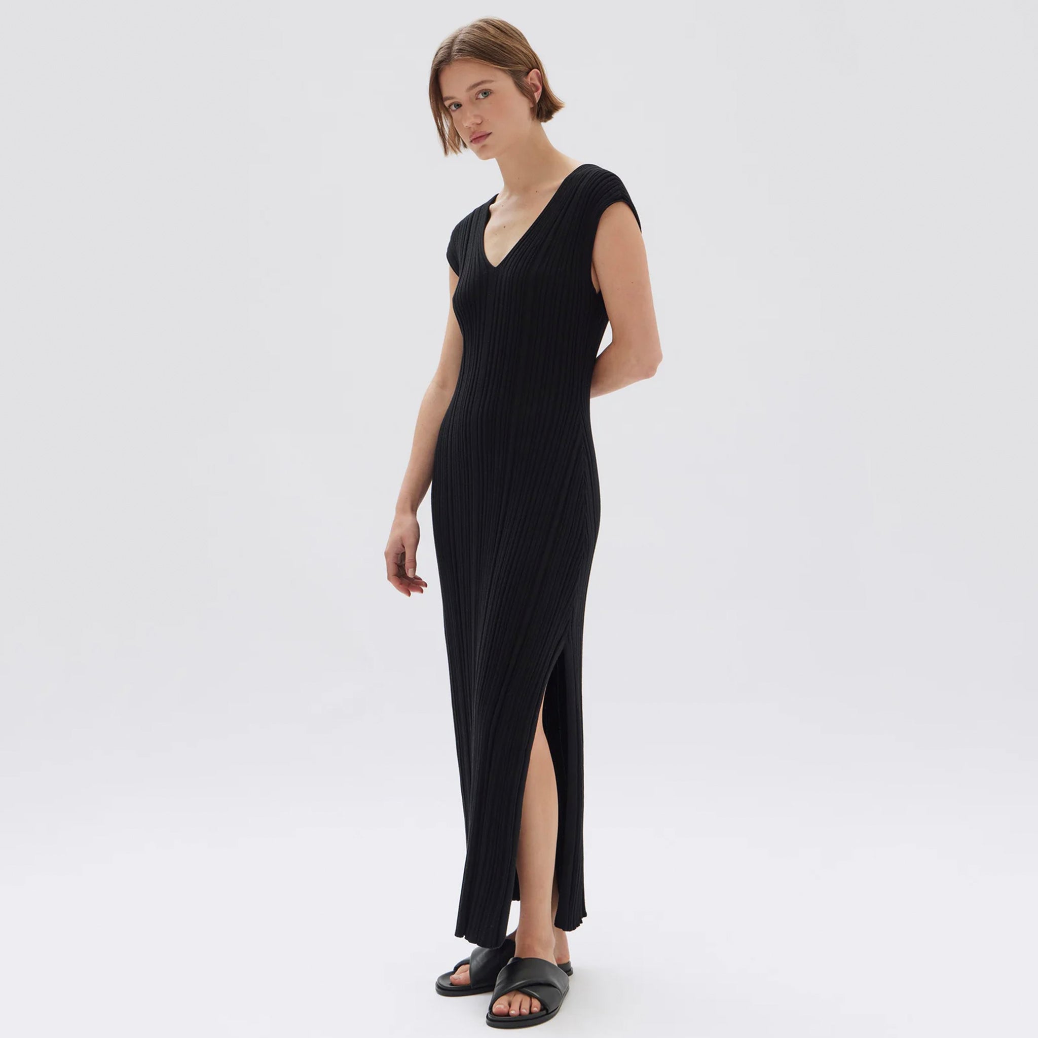 Assembly Label Lottie Knit Midi Dress - Black