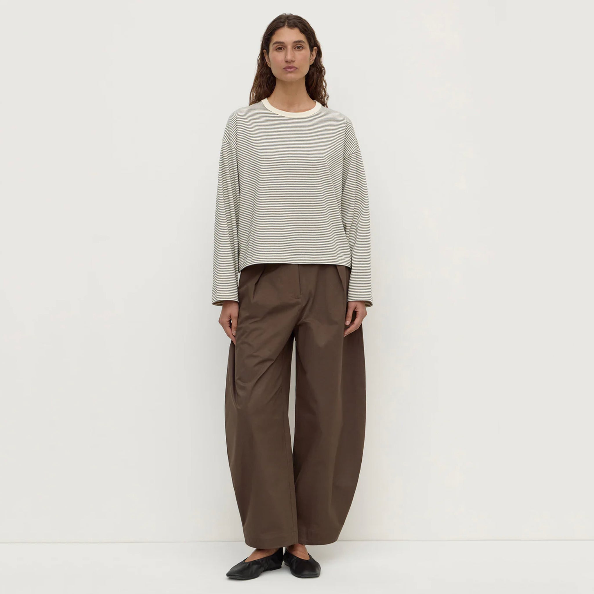 Assembly Label Malone Stripe Wide Sleeve Tee - Cream & Black