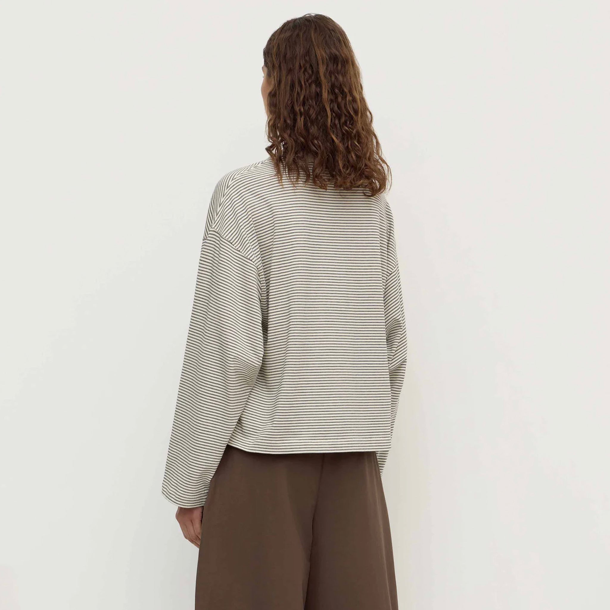 Assembly Label Malone Stripe Wide Sleeve Tee - Cream & Black