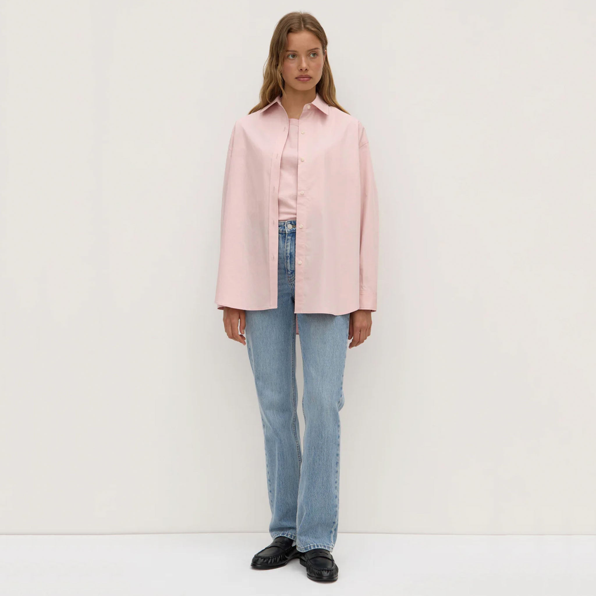Assembly Label Marigold Poplin Long Sleeve Shirt - Frosted Rose