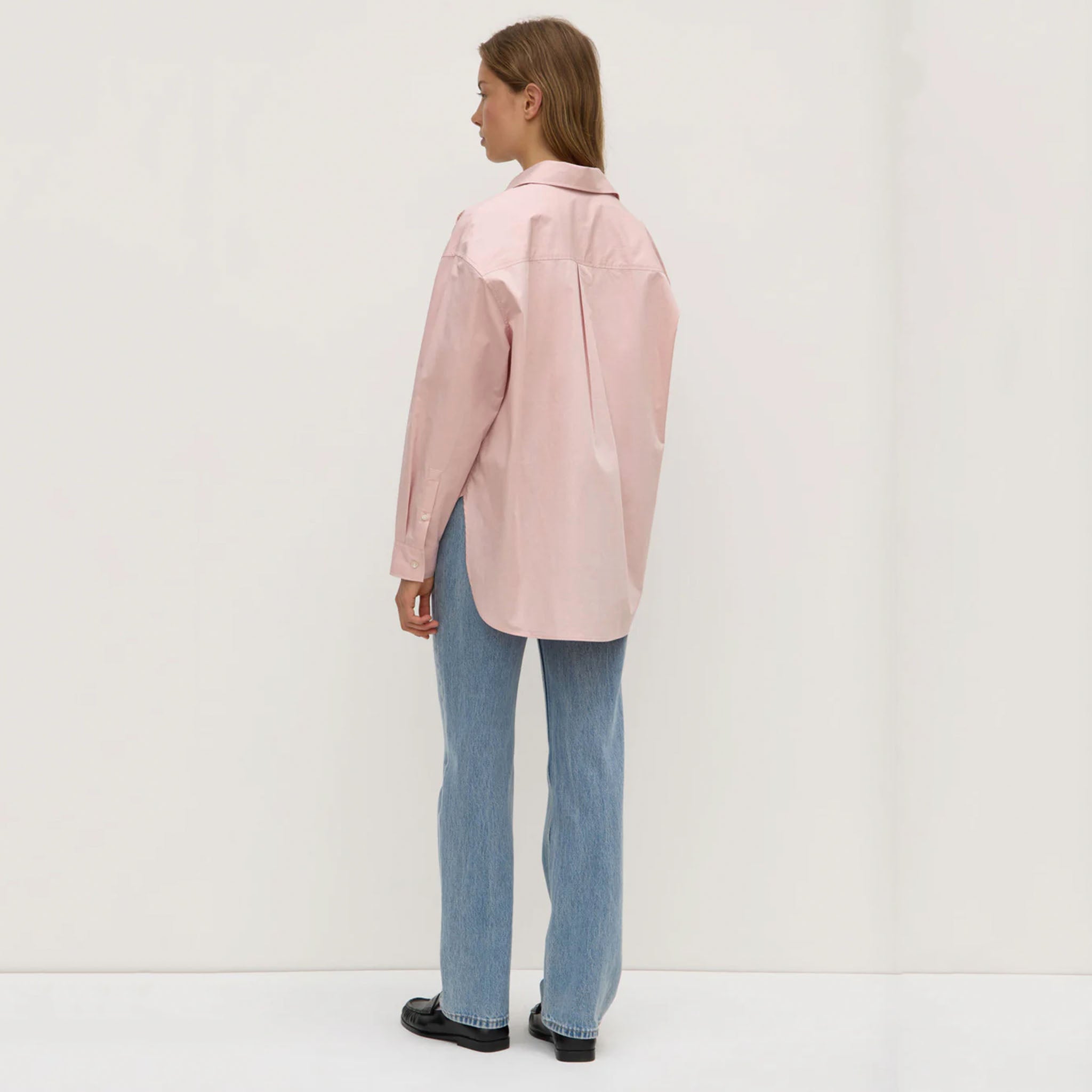 Assembly Label Marigold Poplin Long Sleeve Shirt - Frosted Rose