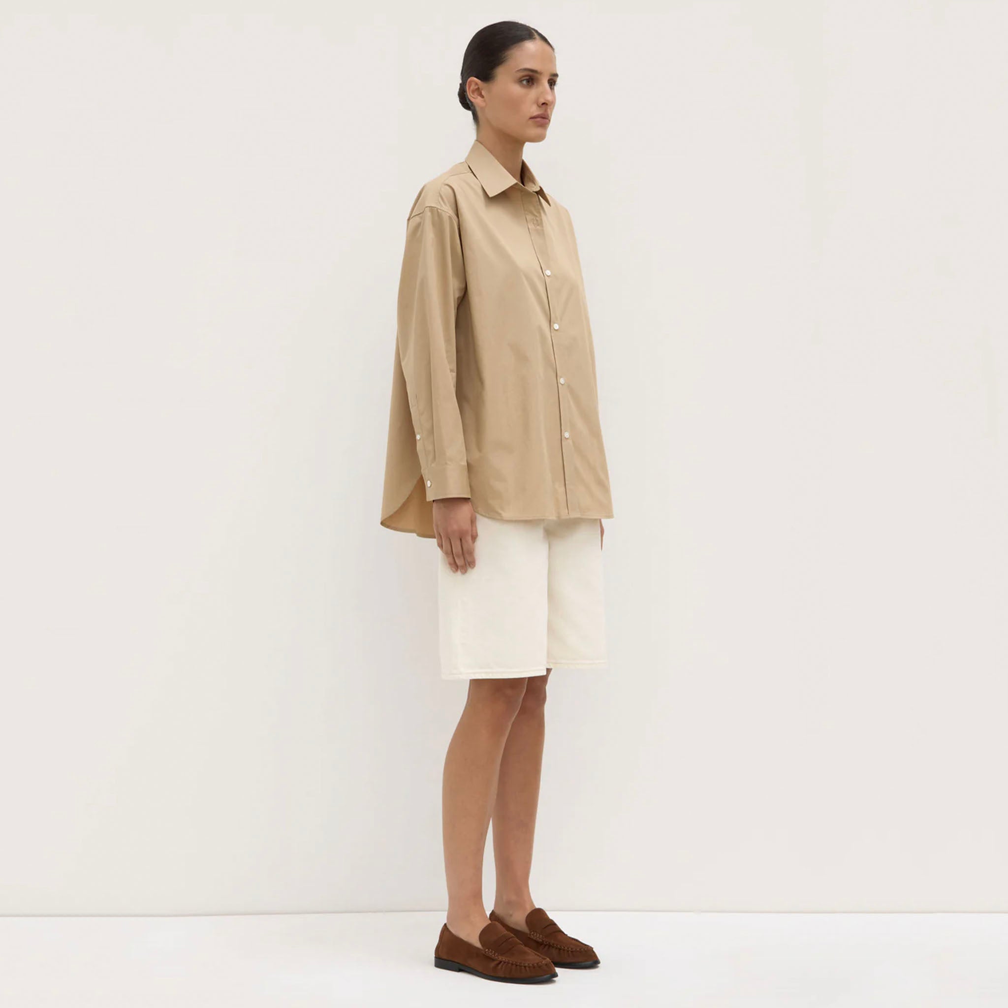 Assembly Label Marigold Poplin Long Sleeve Shirt - Tan