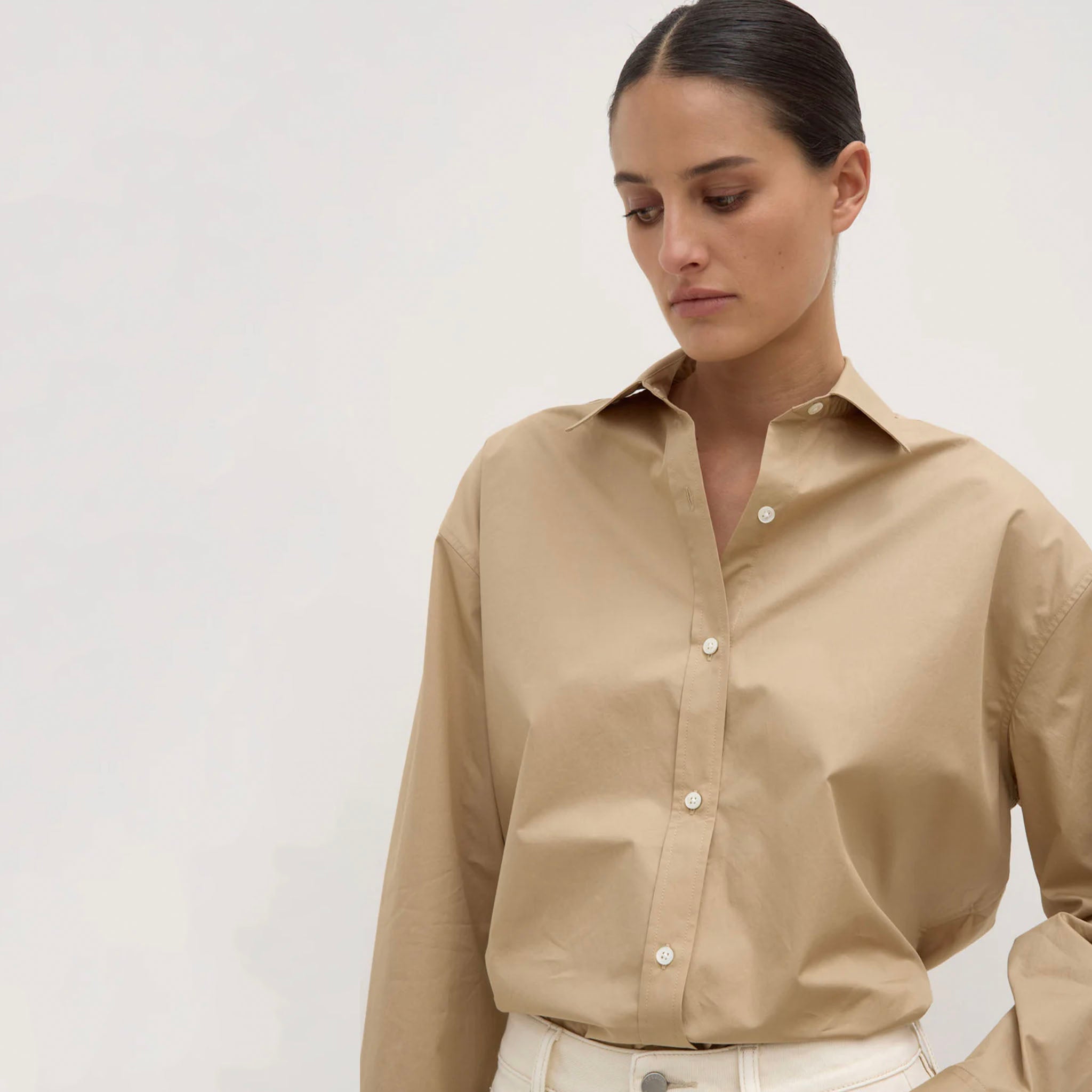 Assembly Label Marigold Poplin Long Sleeve Shirt - Tan