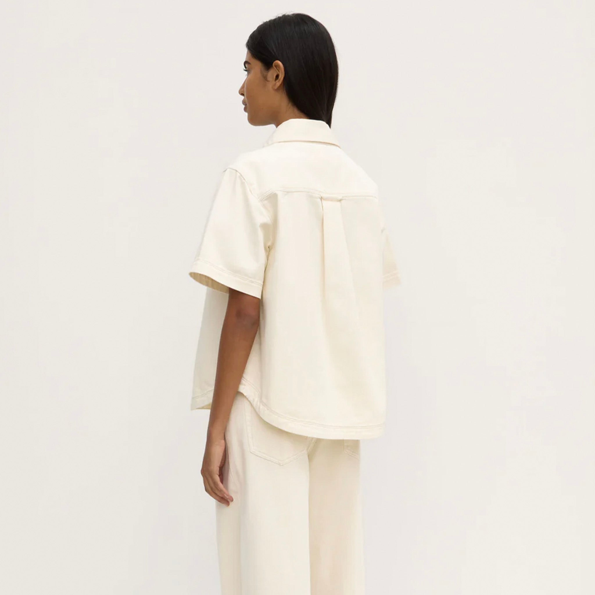 Assembly Label Marlow Boxy Denim Short Sleeve Shirt - Ecru