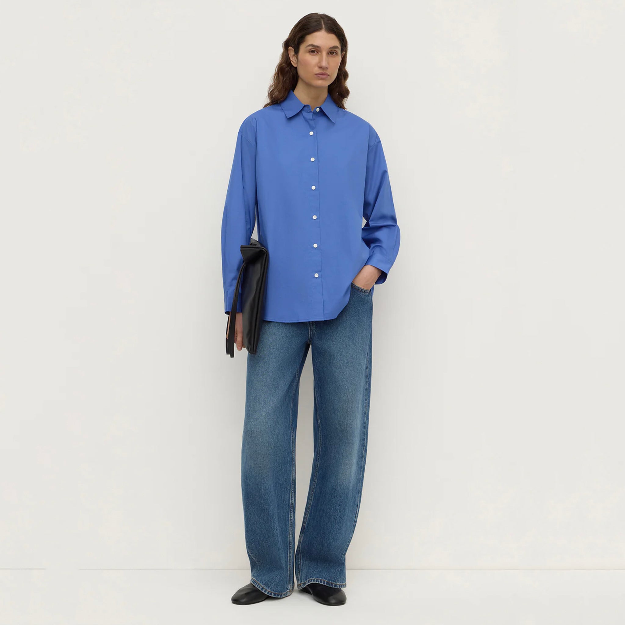 Assembly Label Micha Poplin Long Sleeve Shirt - New Blue