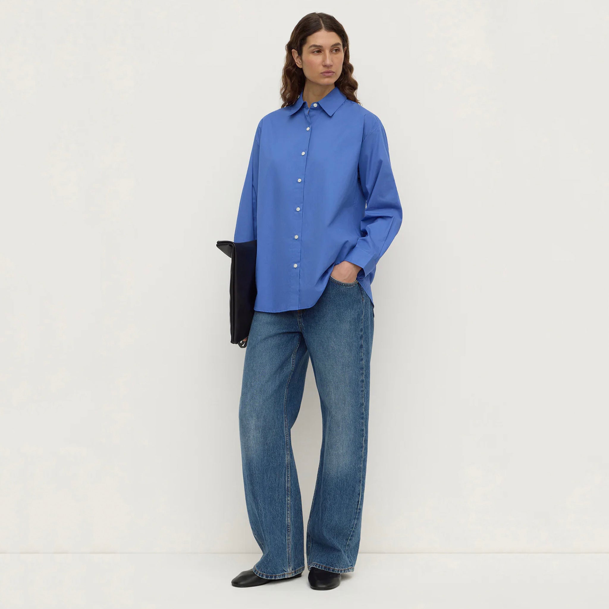 Assembly Label Micha Poplin Long Sleeve Shirt - New Blue