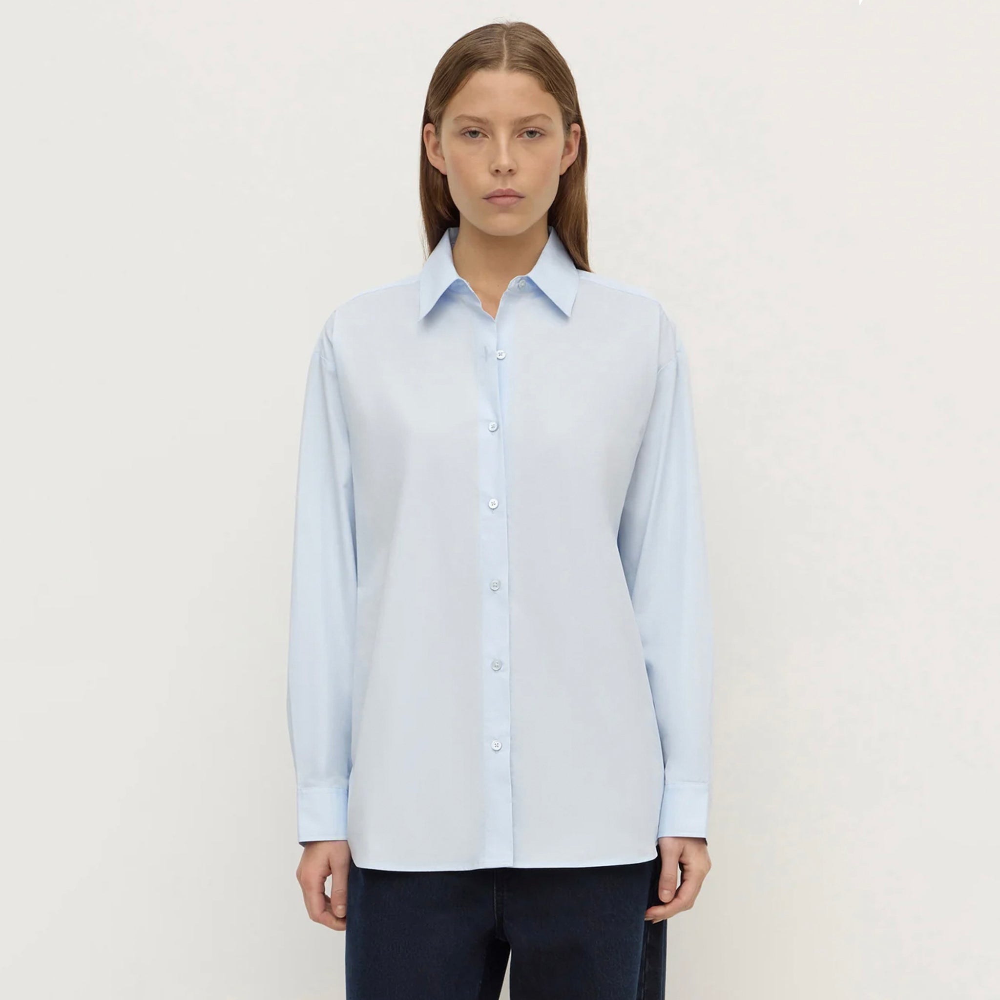 Assembly Label Micha Poplin Long Sleeve Shirt - Powder Blue