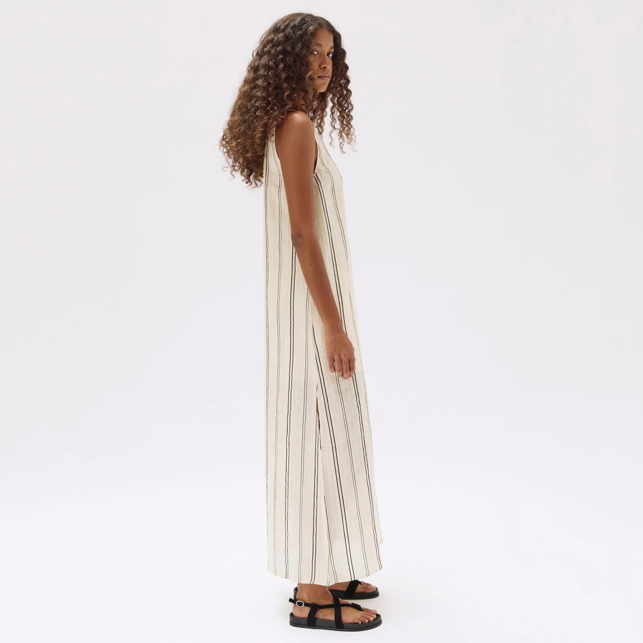 Assembly Label Milos Stripe Maxi Dress - Cream / Black