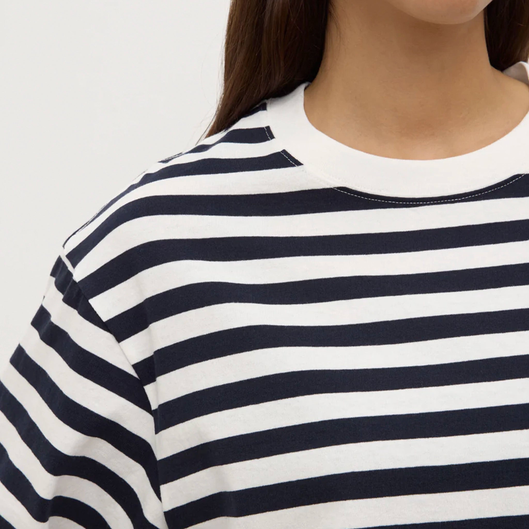 Assembly Label Monte Stripe Cotton Short Sleeve Tee - True Navy & White Stripe