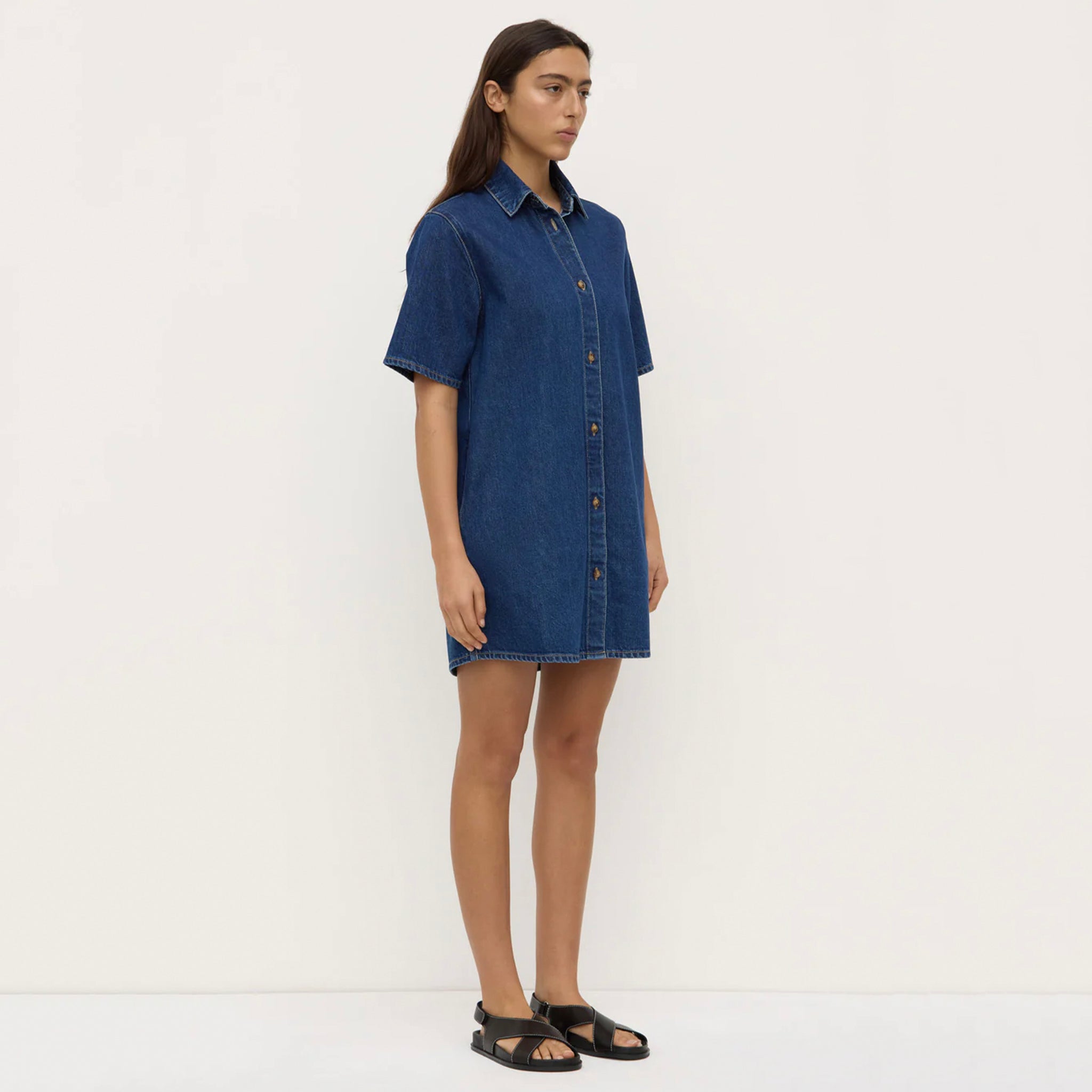 Assembly Label Neera Denim Midi Shirt Dress - Heritage Blue