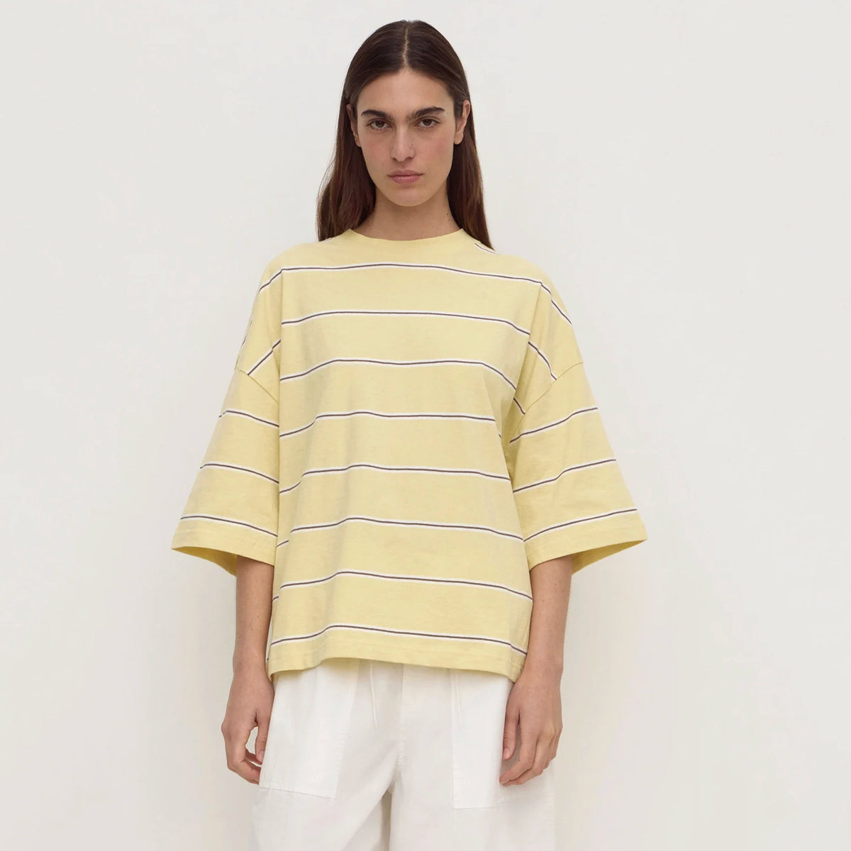 Assembly Label Nora Cotton Stripe Oversized Tee - Rind Stripe