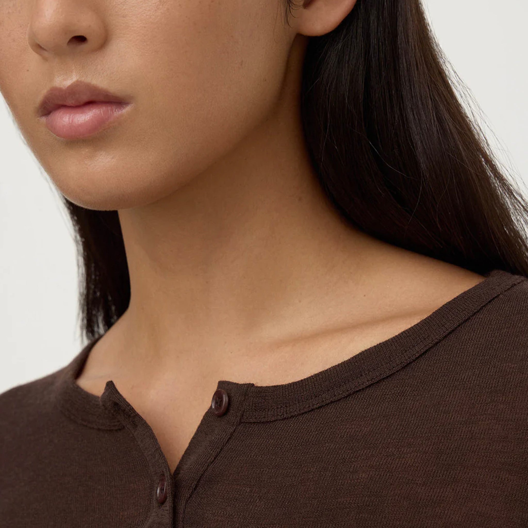 Assembly Label Nora Merino Wool Henley Top - Ganache