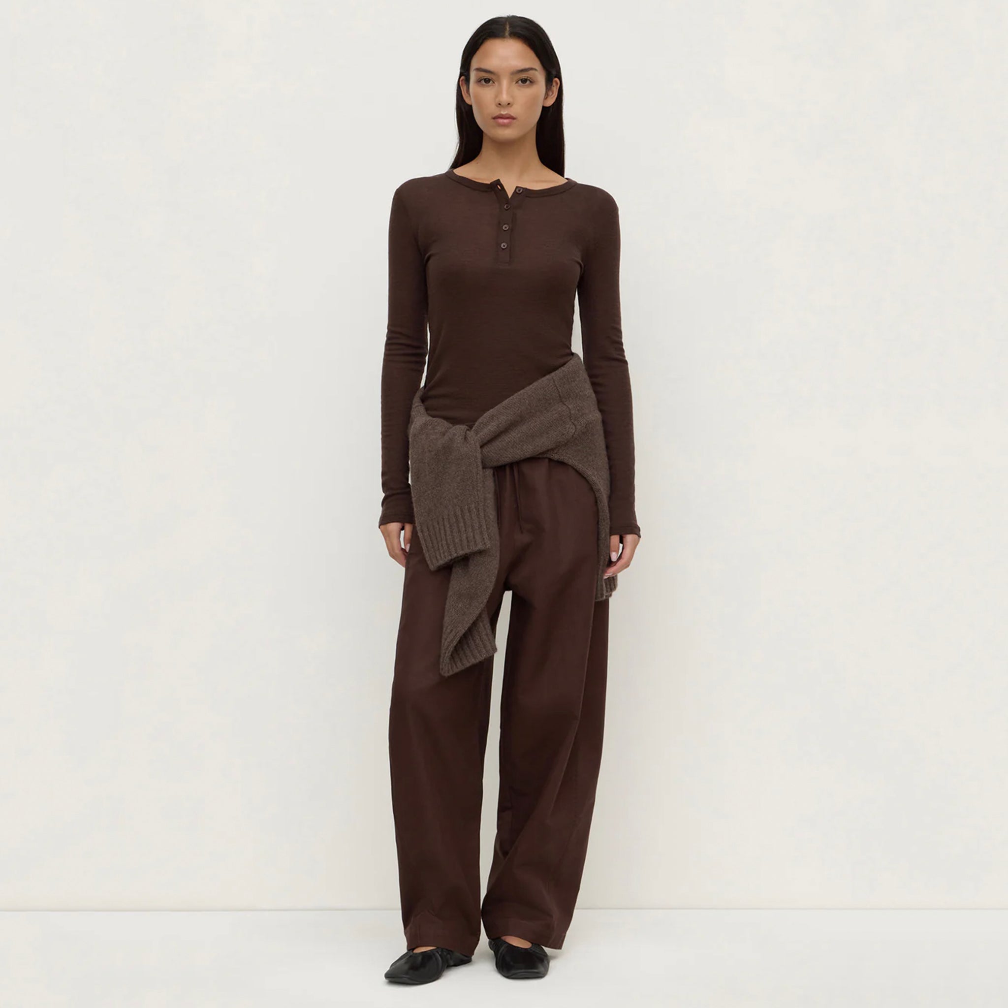 Assembly Label Nora Merino Wool Henley Top - Ganache